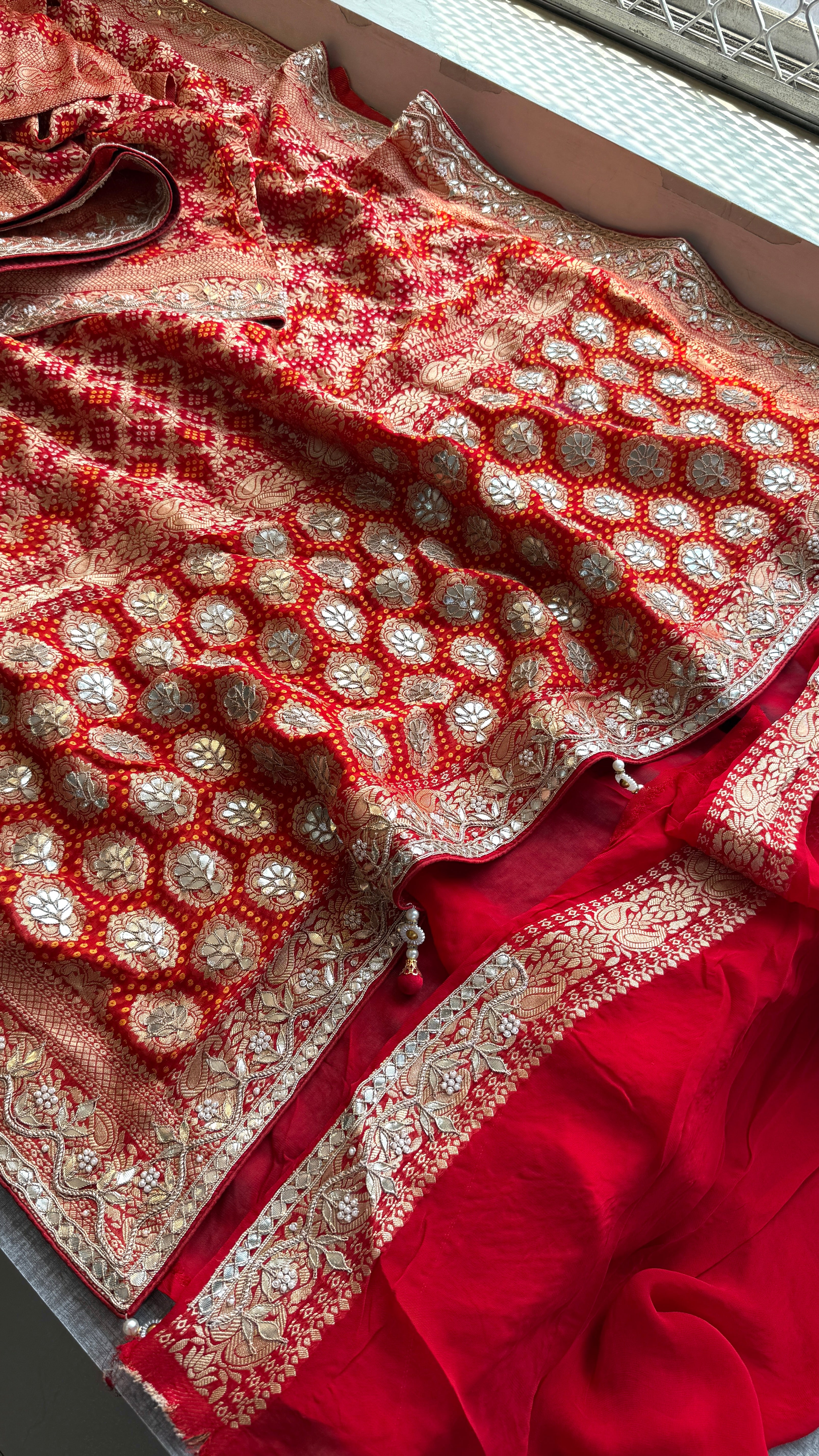 Pure Khaddi Georgette handwork gotapatti saree