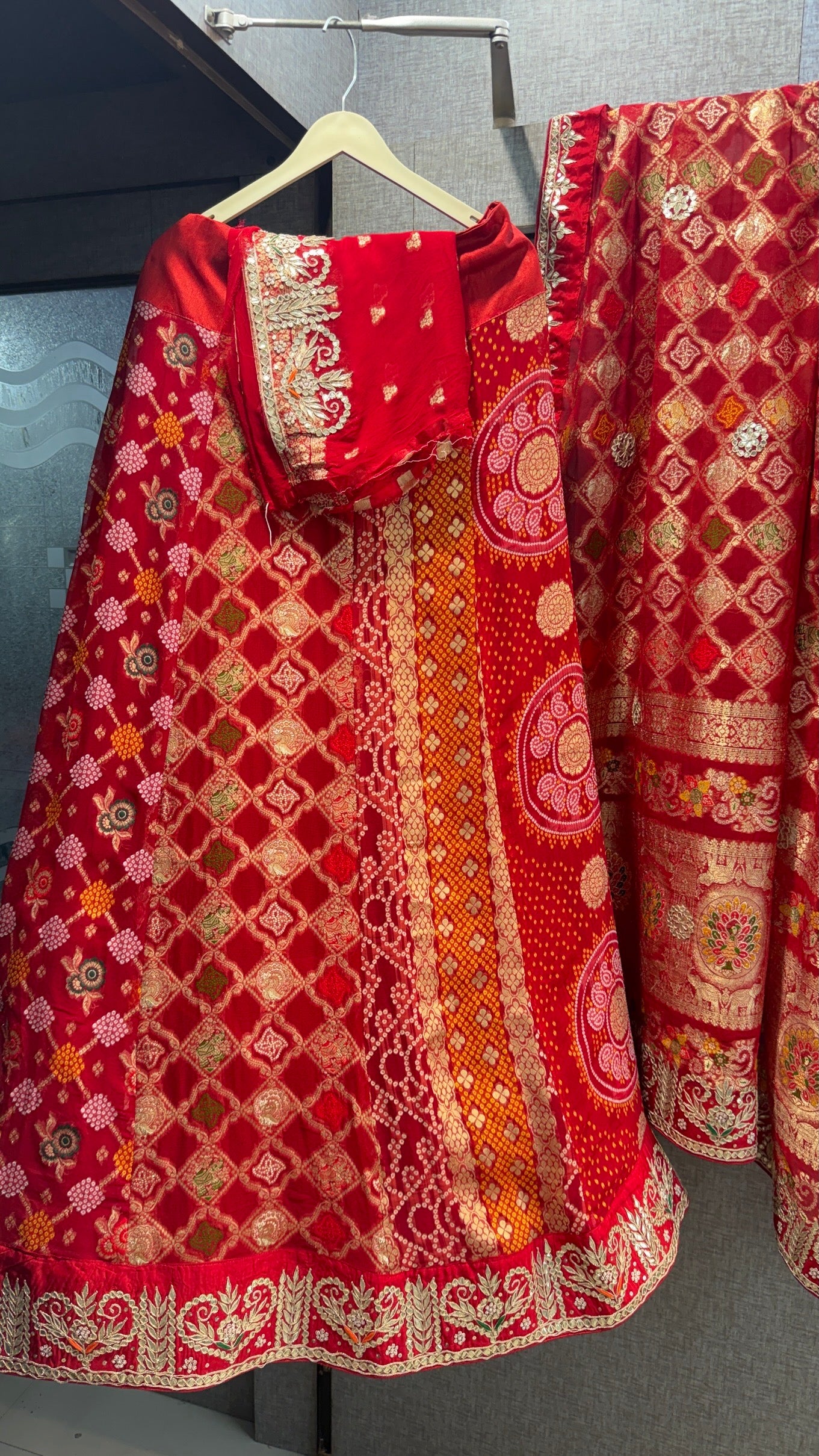 Handwork Khaddi Georgette Banarasi weaving lehenga with heavy work over dupatta