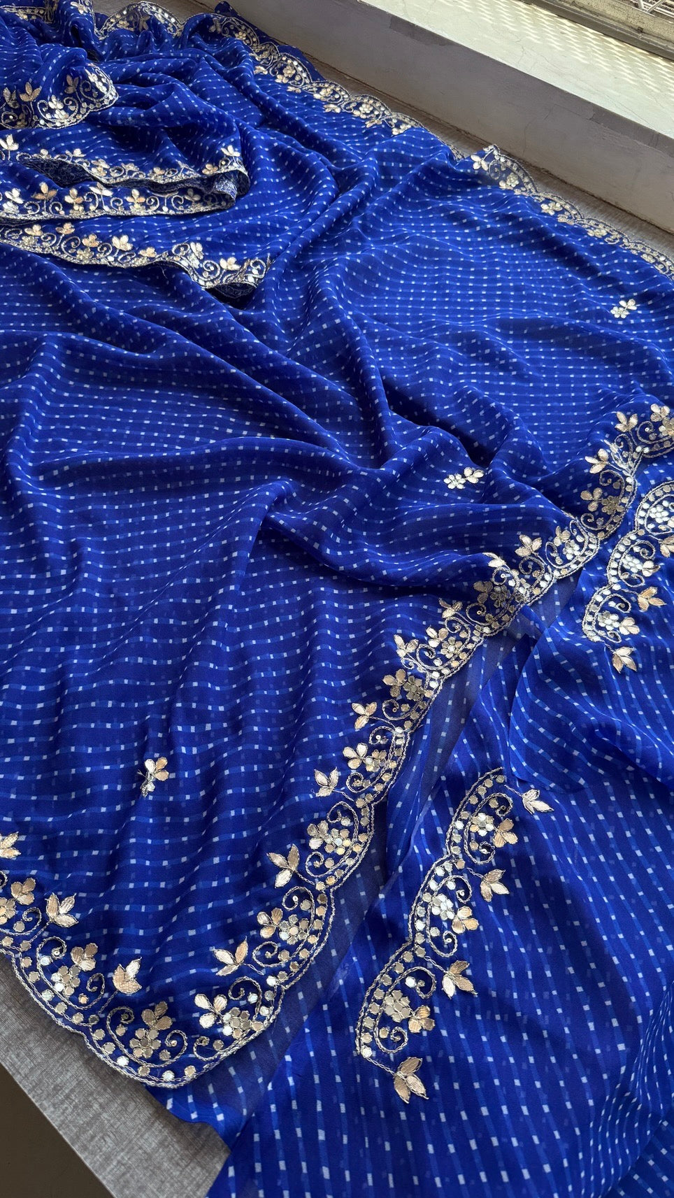 Pure Mothra Saree enhanced with gotapatti Saree in scallop border