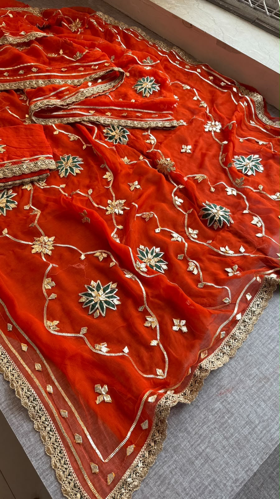 Chiffon Sikhiya gotapatti Saree