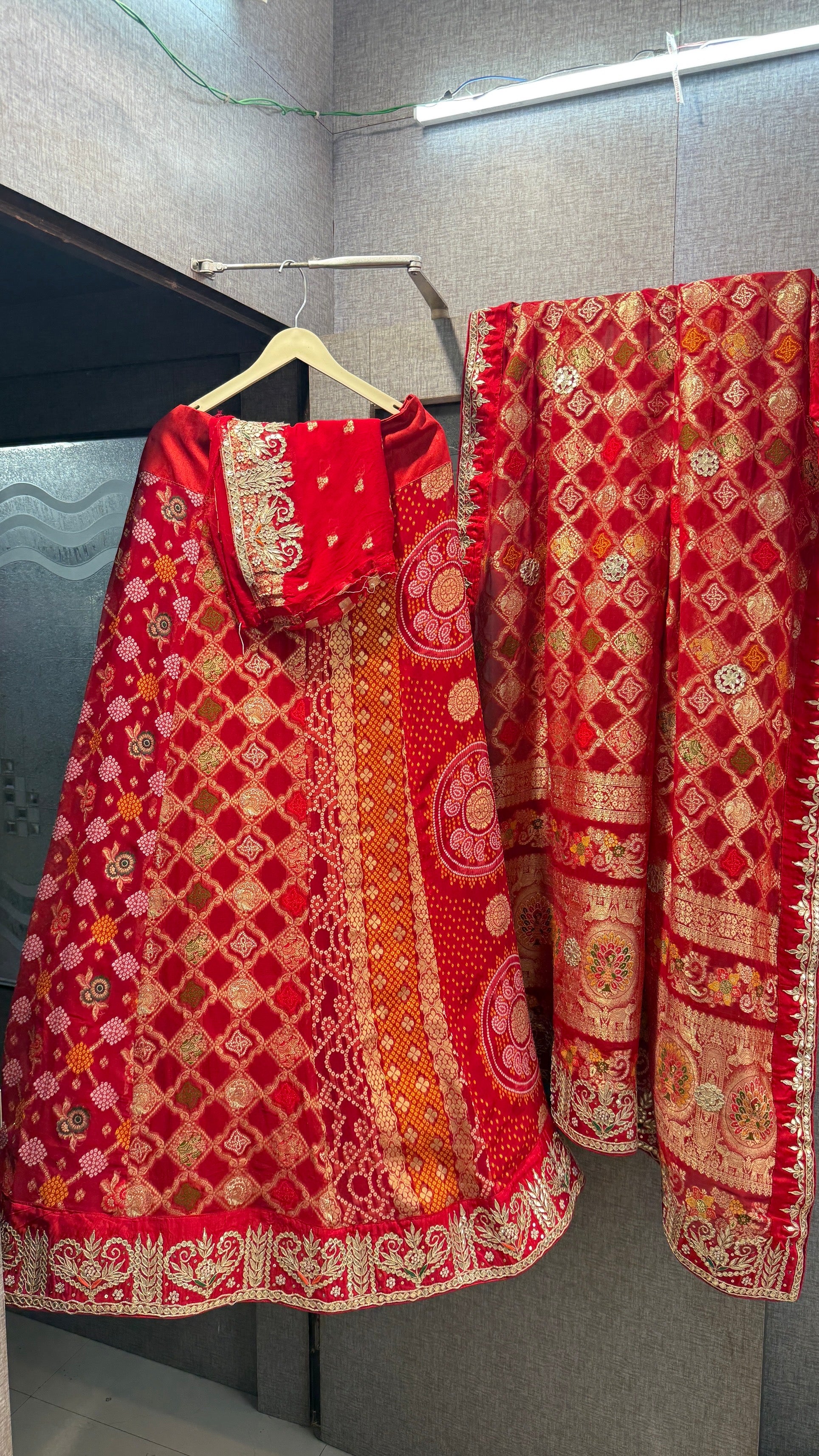 Handwork Khaddi Georgette Banarasi weaving lehenga with heavy work over dupatta