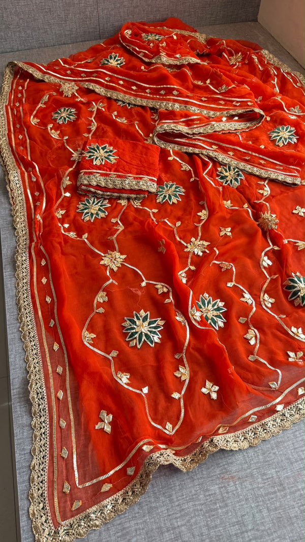 Chiffon Sikhiya gotapatti Saree
