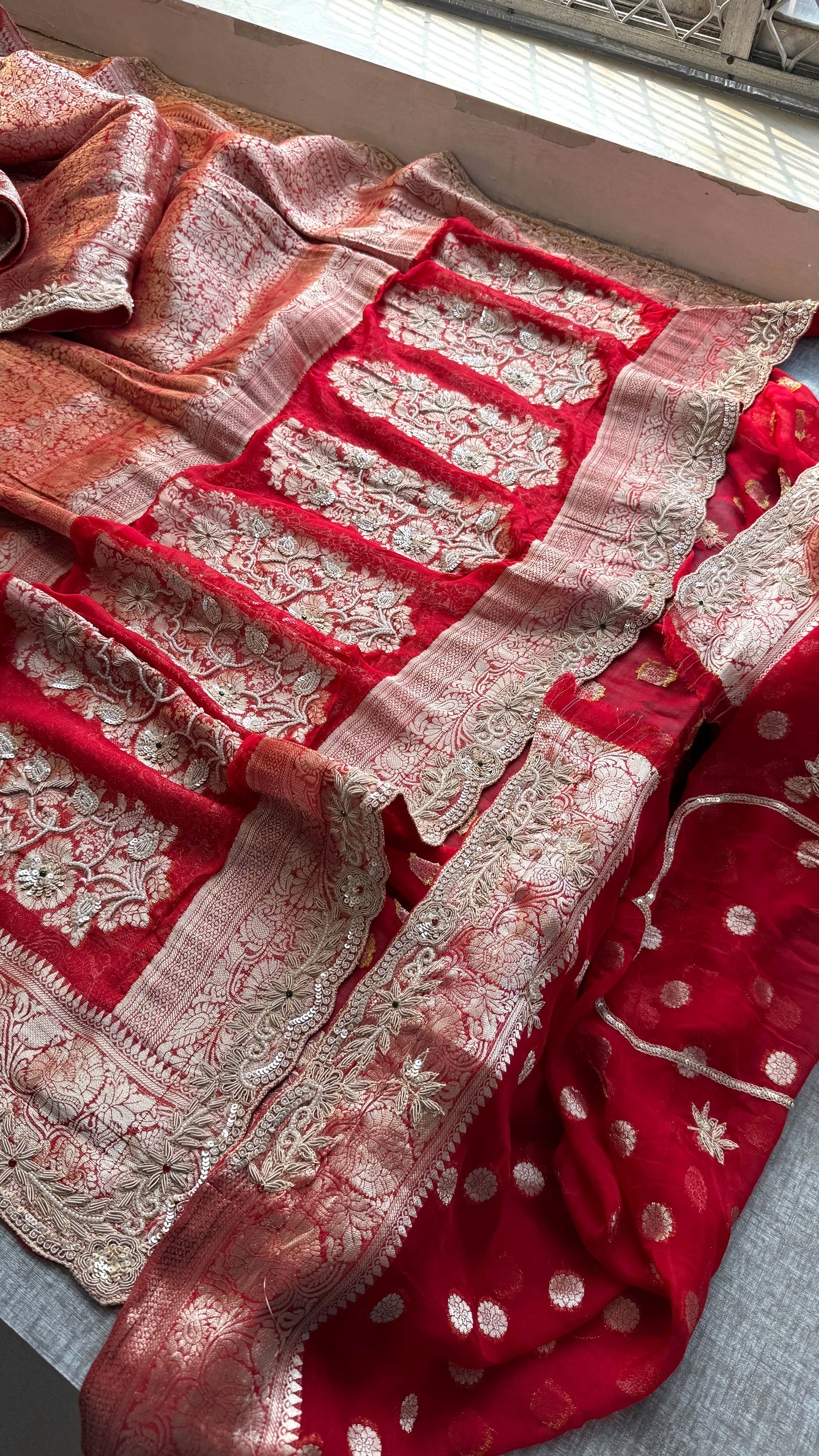 Bridal Georgette Banarasi Zardozi Work Saree
