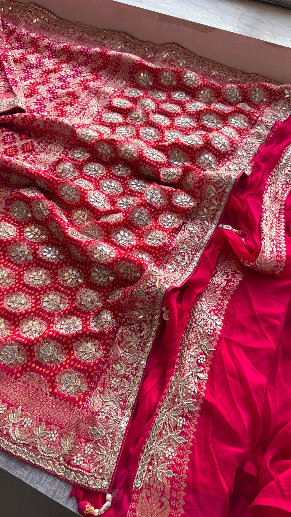 Luxury Khaddi Georgette Saree with Gotapatti & Banarasi Zari Elegance