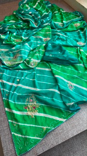 Chinon silk Pittan work Saree