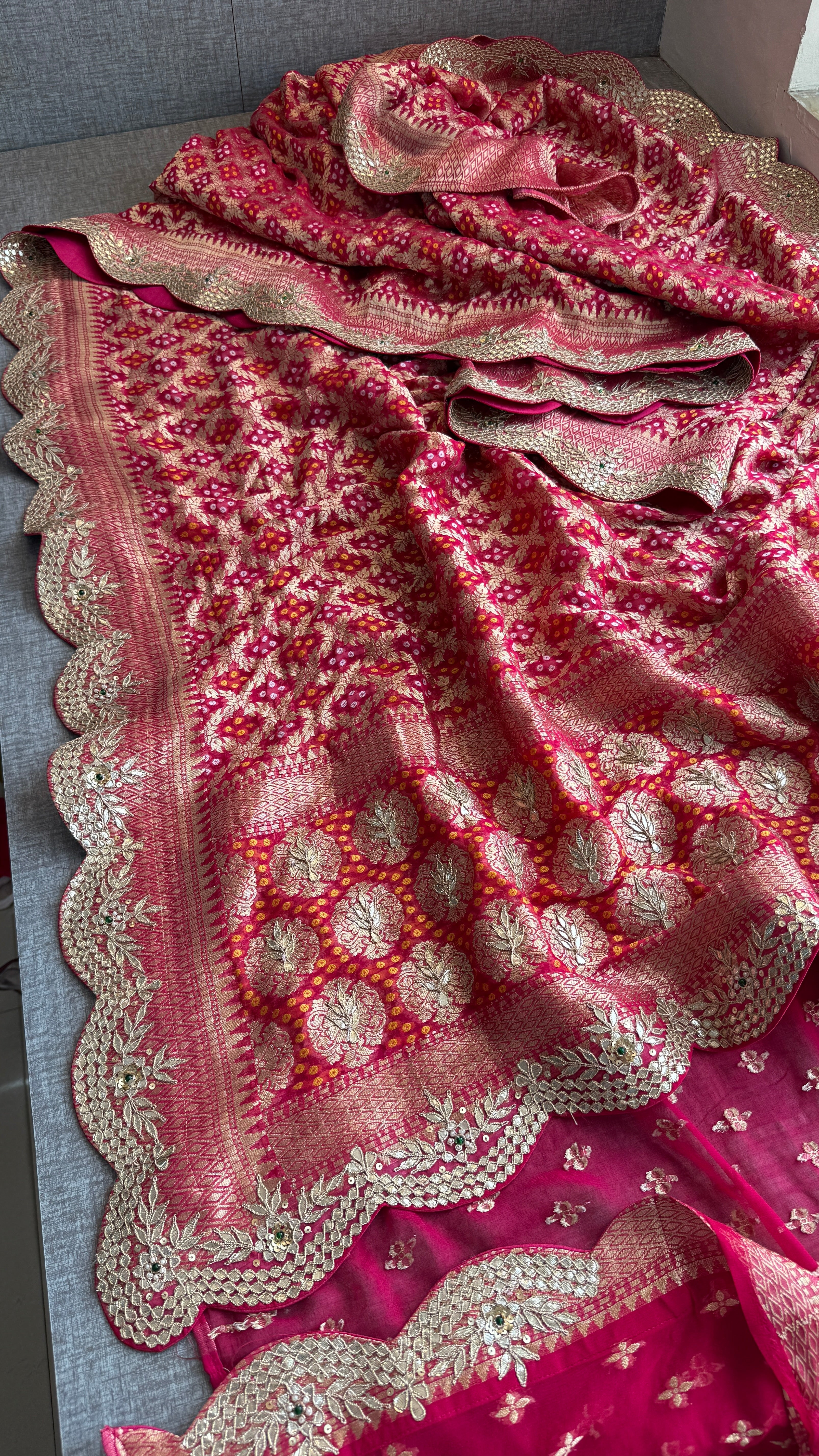 Khaddi Georgette Gharchola Saree Adorned with Gotapatti