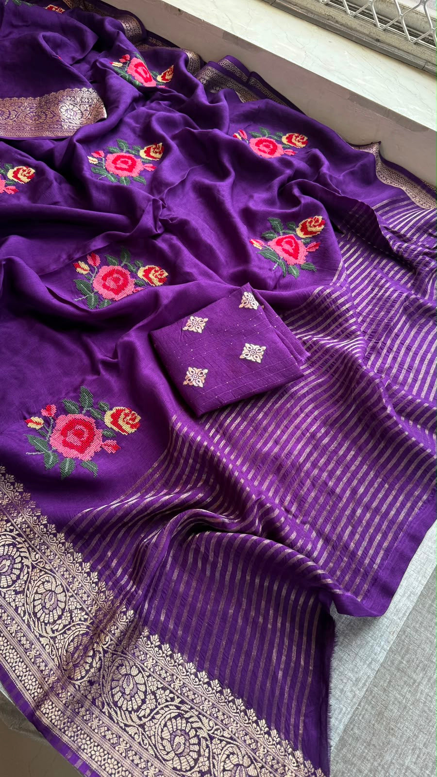 Dola silk embroidery Saree