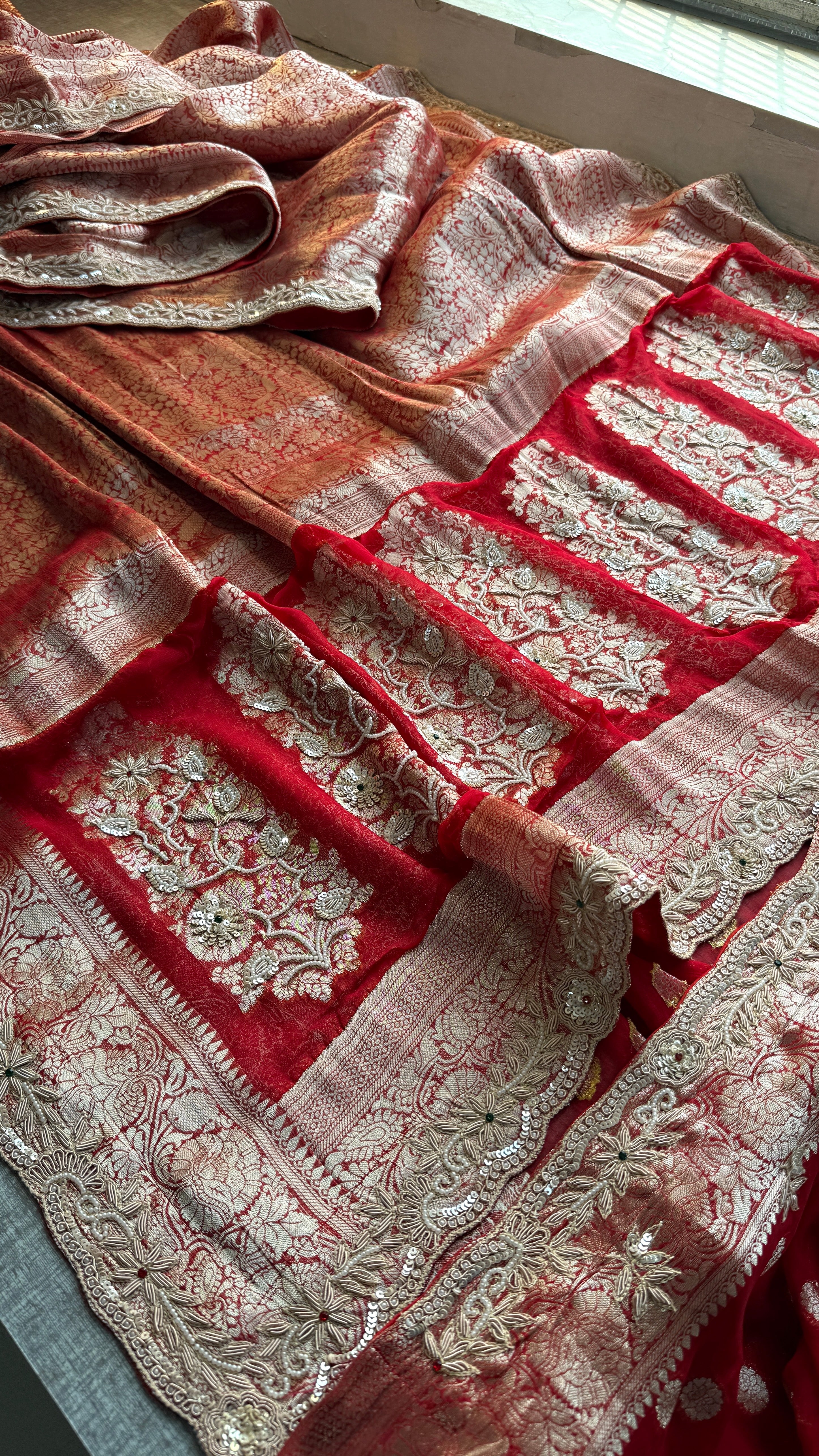 Bridal Georgette Banarasi Zardozi Work Saree