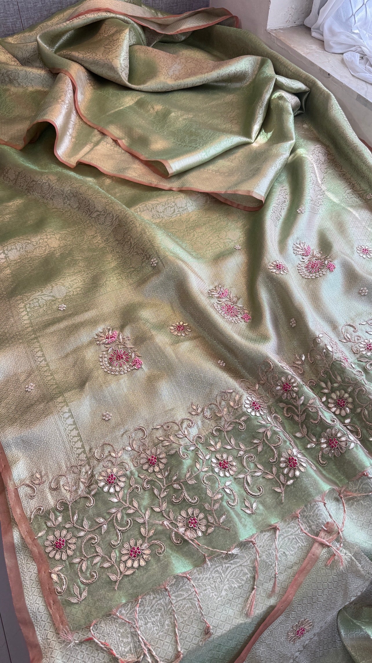 Banarasi Tissue Saree With Heavy work over Pallu