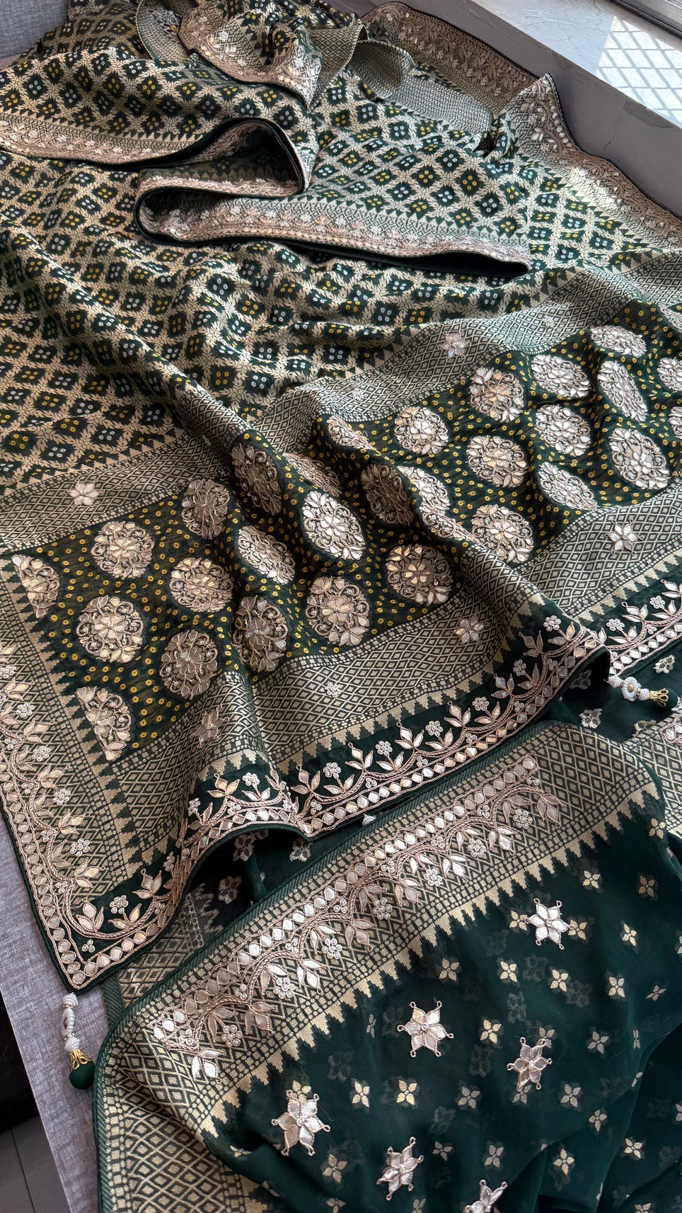 Pure Khaddi Georgette Banarasi Saree with Heavy Gotapatti Handwork – Premium Wedding Collection