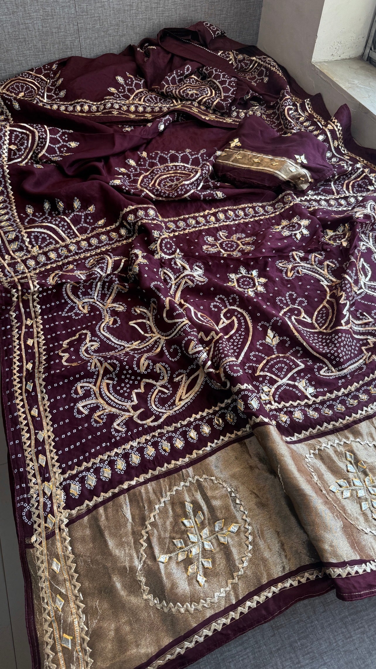 Munga Silk Sikhiya Gotapatti Saree with Peacock Motif & Zari Border | Soft Premium Festive Wear
