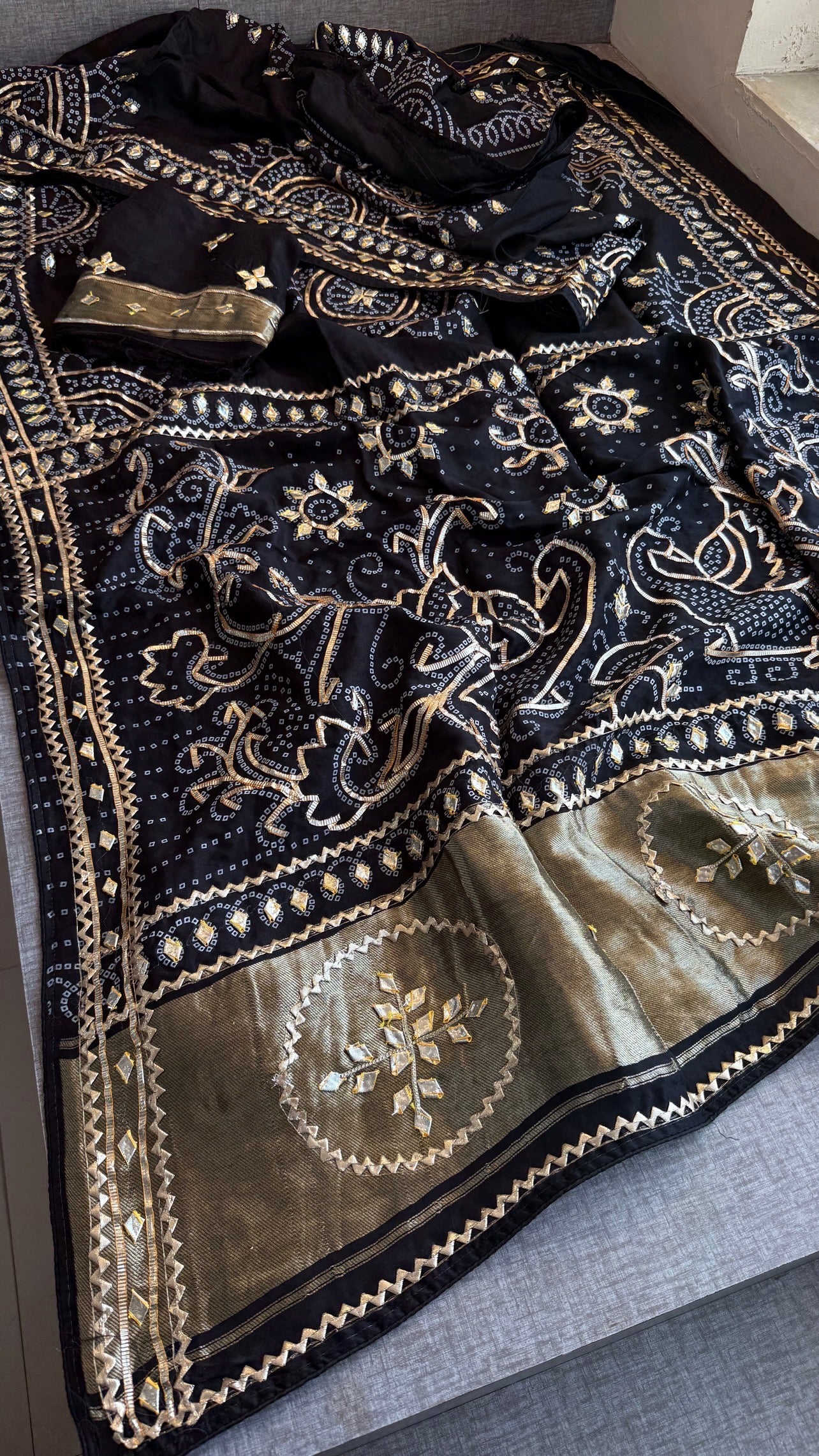 Munga Silk Sikhiya Gotapatti Saree with Peacock Motif & Zari Border | Soft Premium Festive Wear