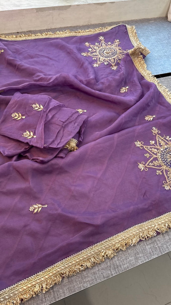 Pure organza handwork Saree
