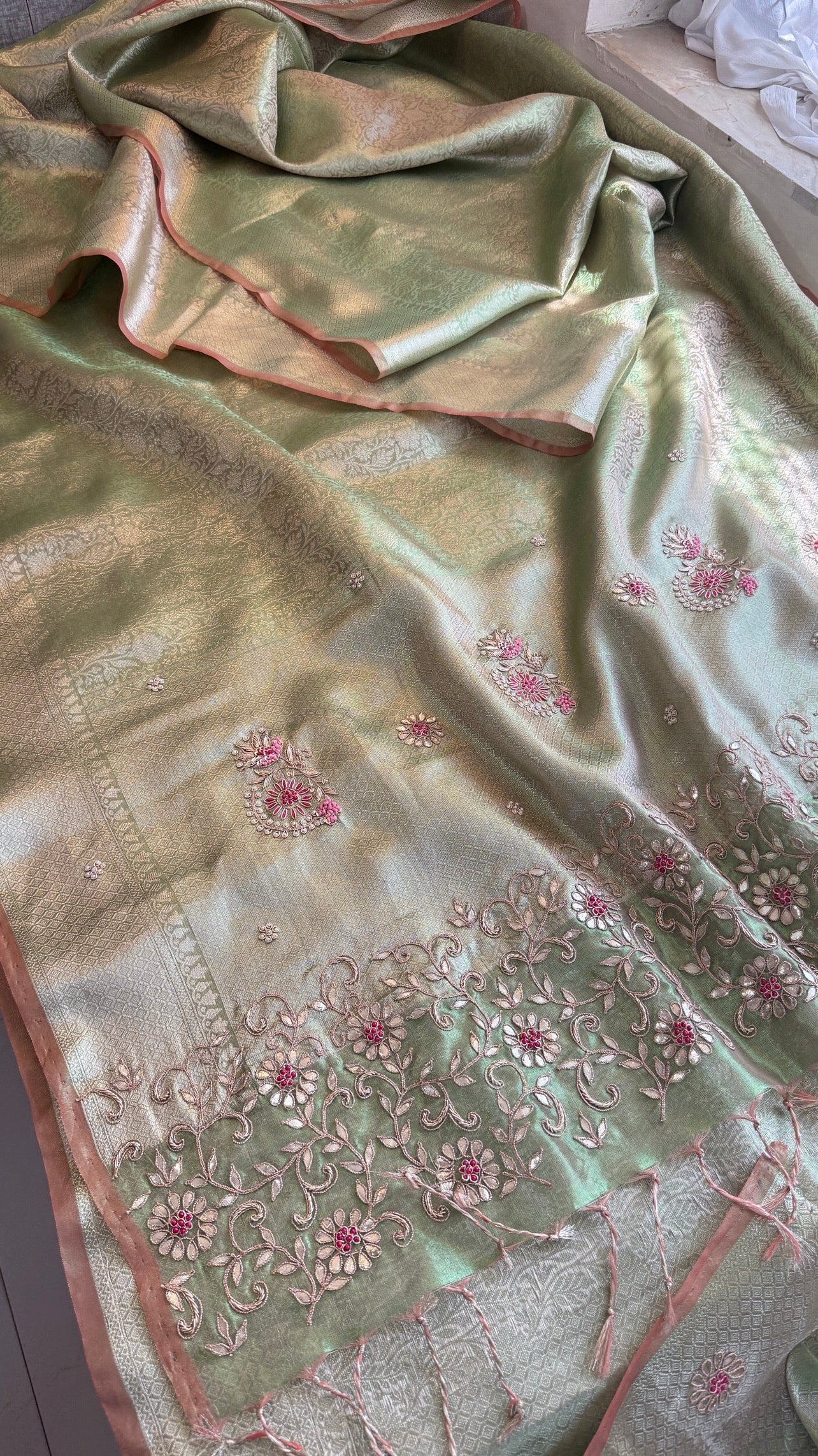 Banarasi Tissue Saree With Heavy work over Pallu
