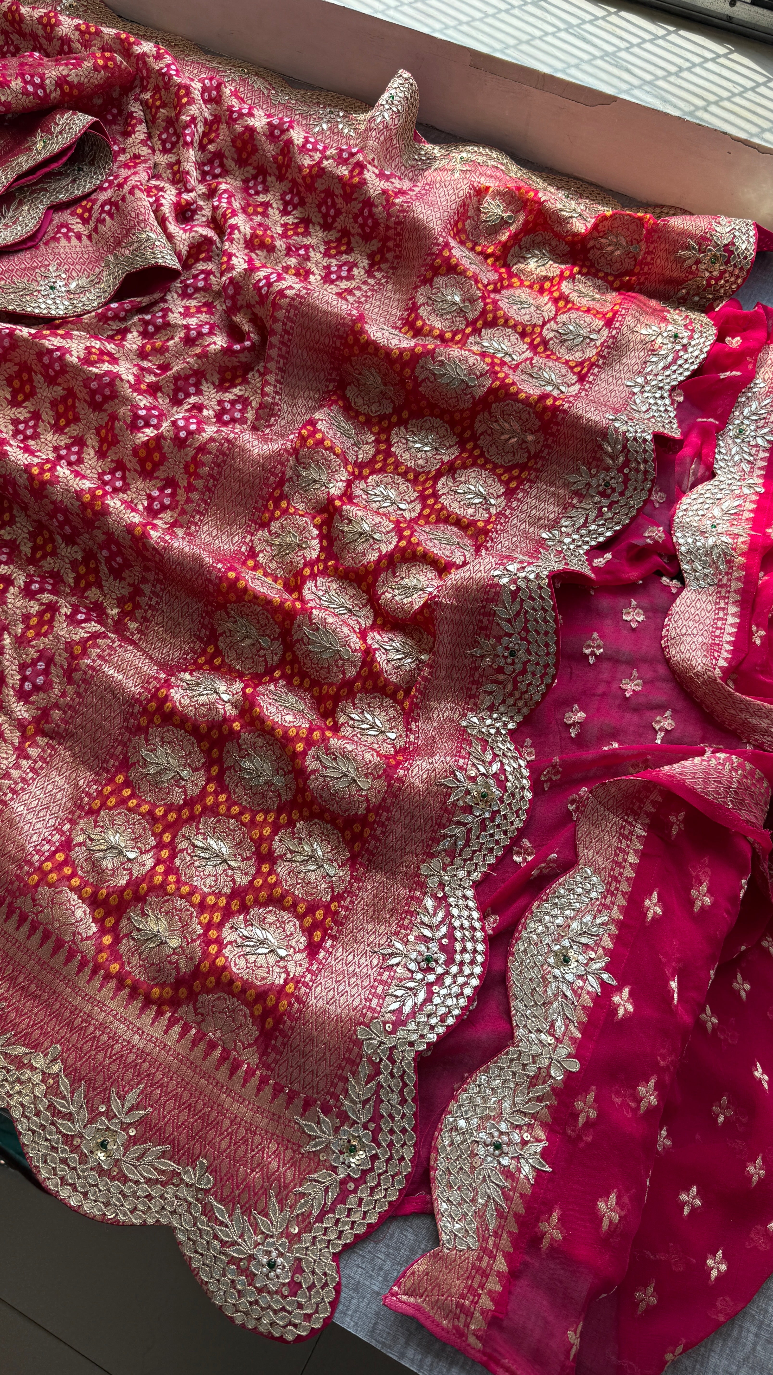 Khaddi Georgette Gharchola Saree Adorned with Gotapatti