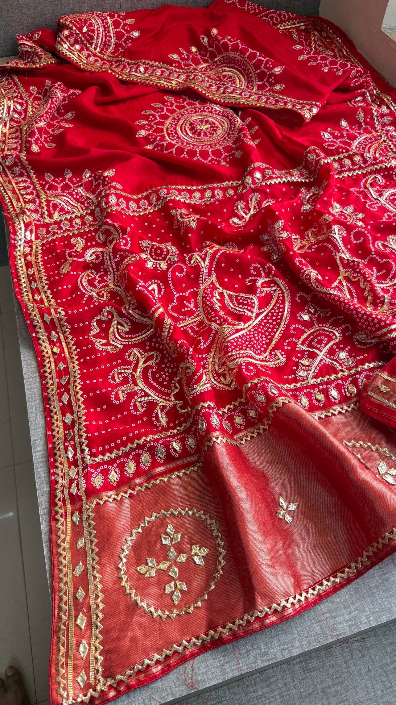 Munga Silk Sikhiya Gotapatti Saree with Peacock Motif & Zari Border | Soft Premium Festive Wear