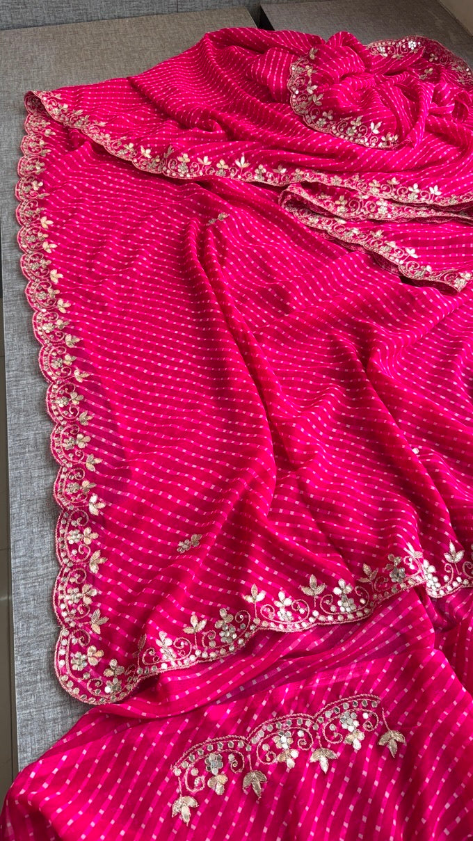Pure Mothra Saree enhanced with gotapatti Saree in scallop border