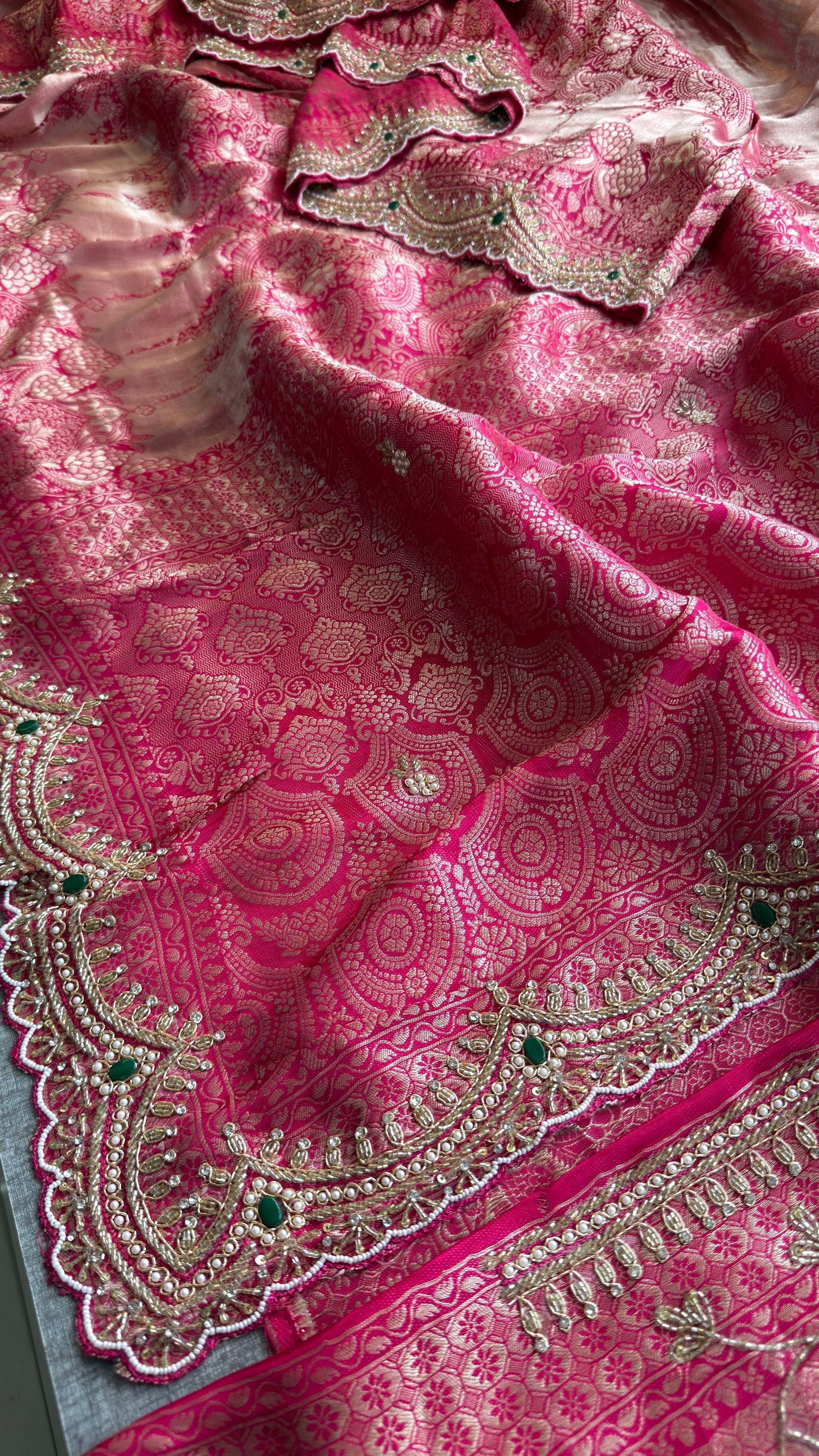 Royal Banarasi Pure Khaddi Georgette Hand-Embroidered Saree with Blouse