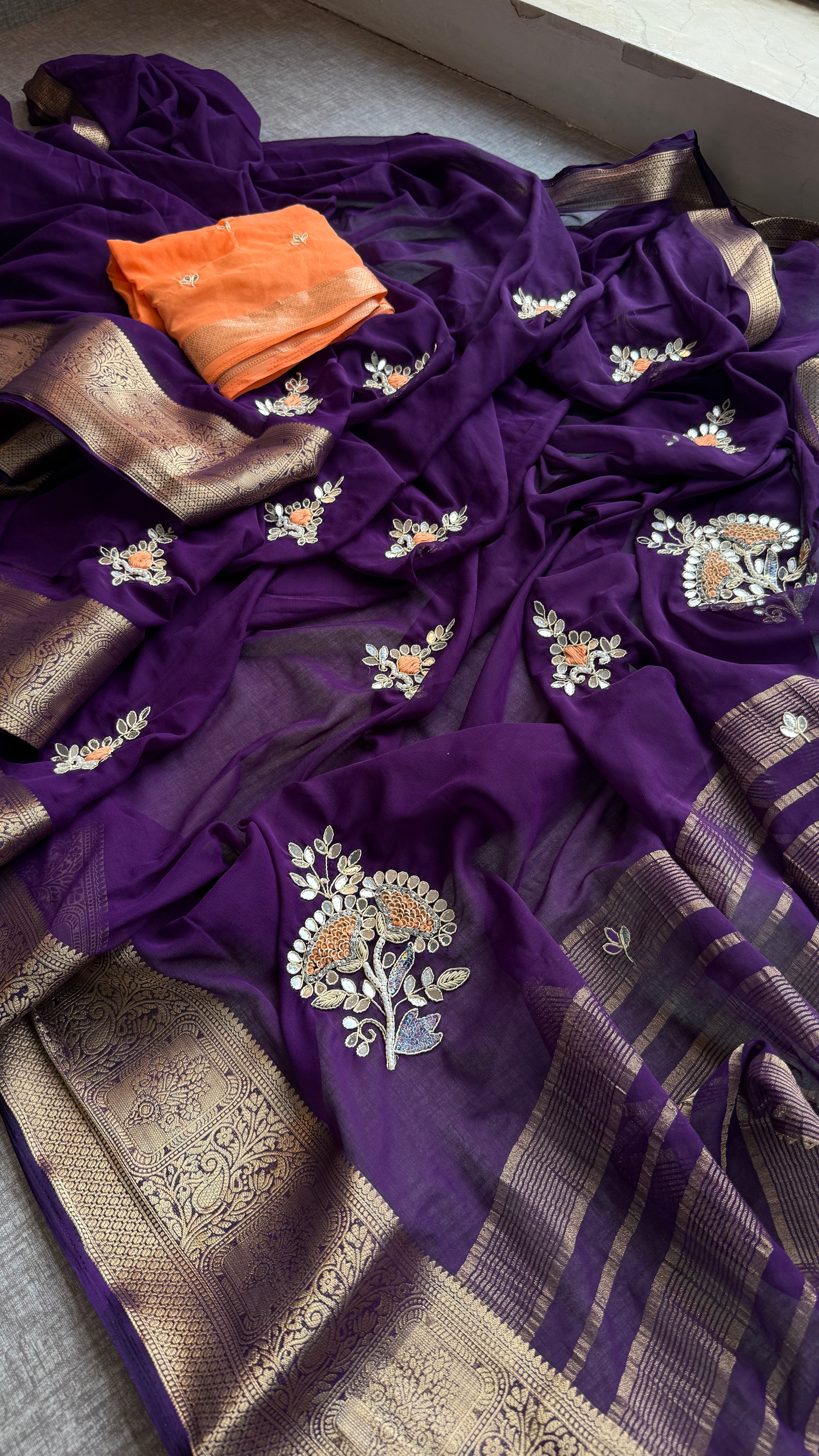 Pure Munga Silk handwork saree
