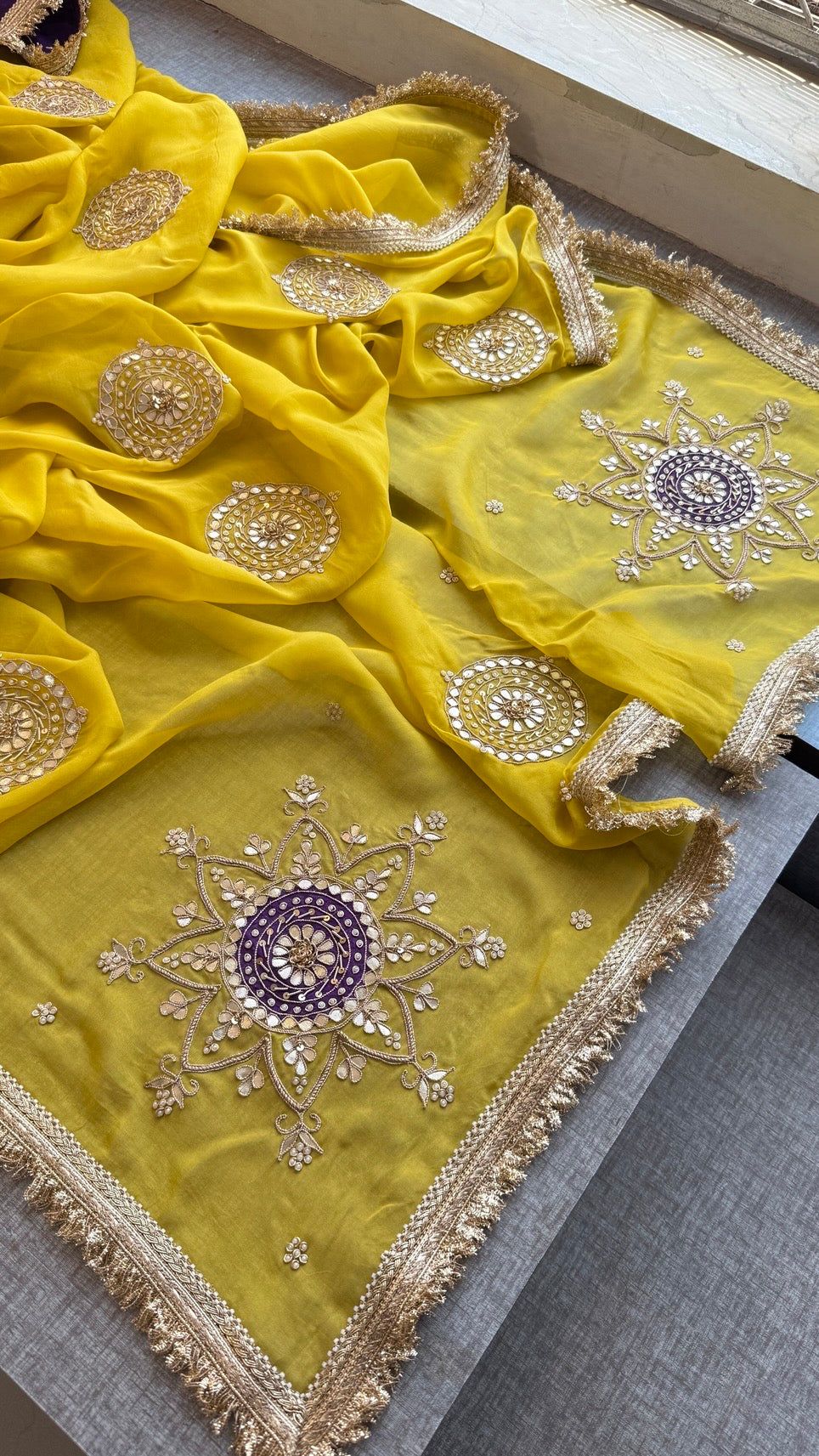 Pure Organza Saree with Heavy Gotapatti Handwork & Kiran Border – Premium Festive Collection