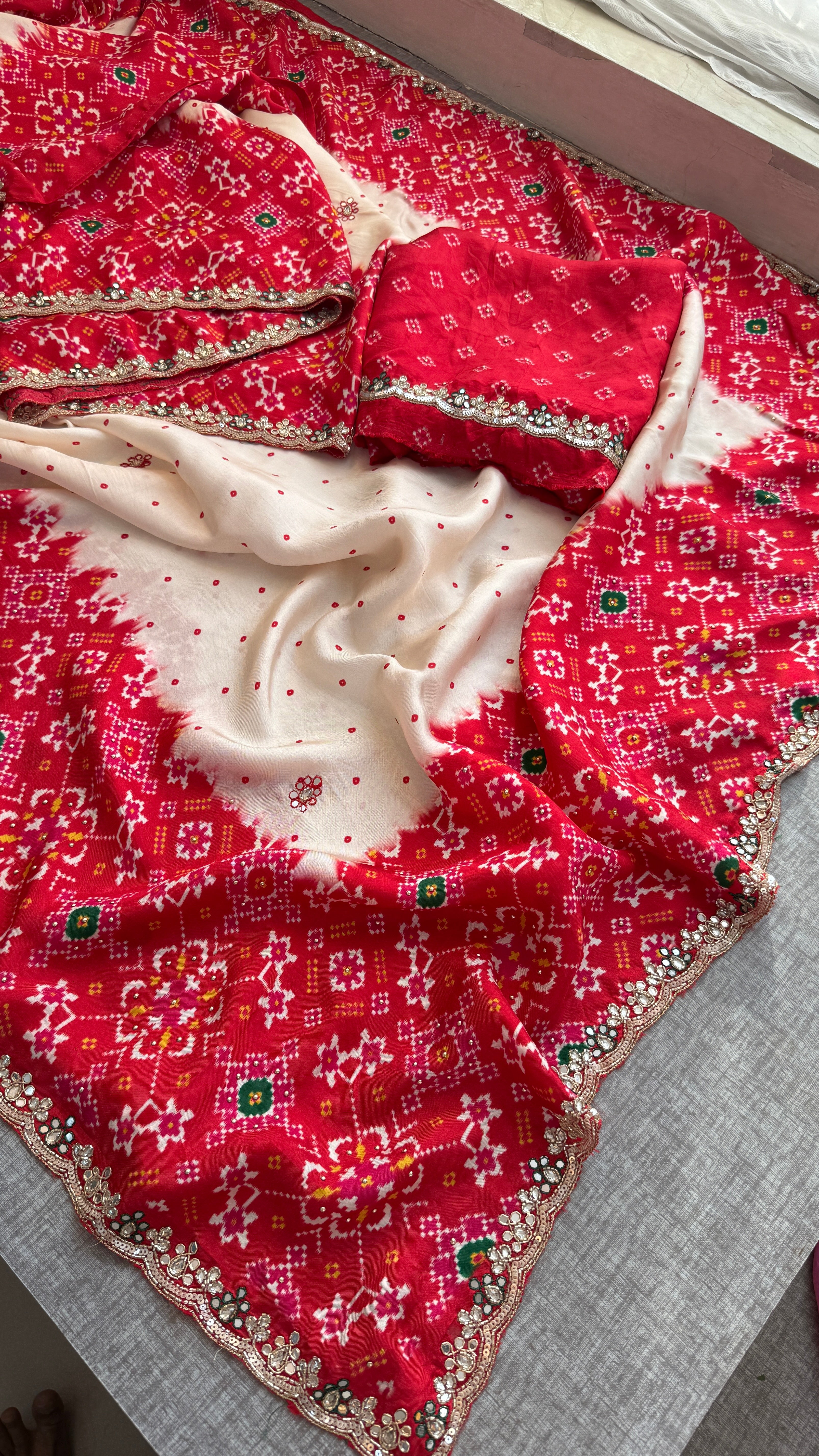Soft Munga Silk with Pearl And Resham