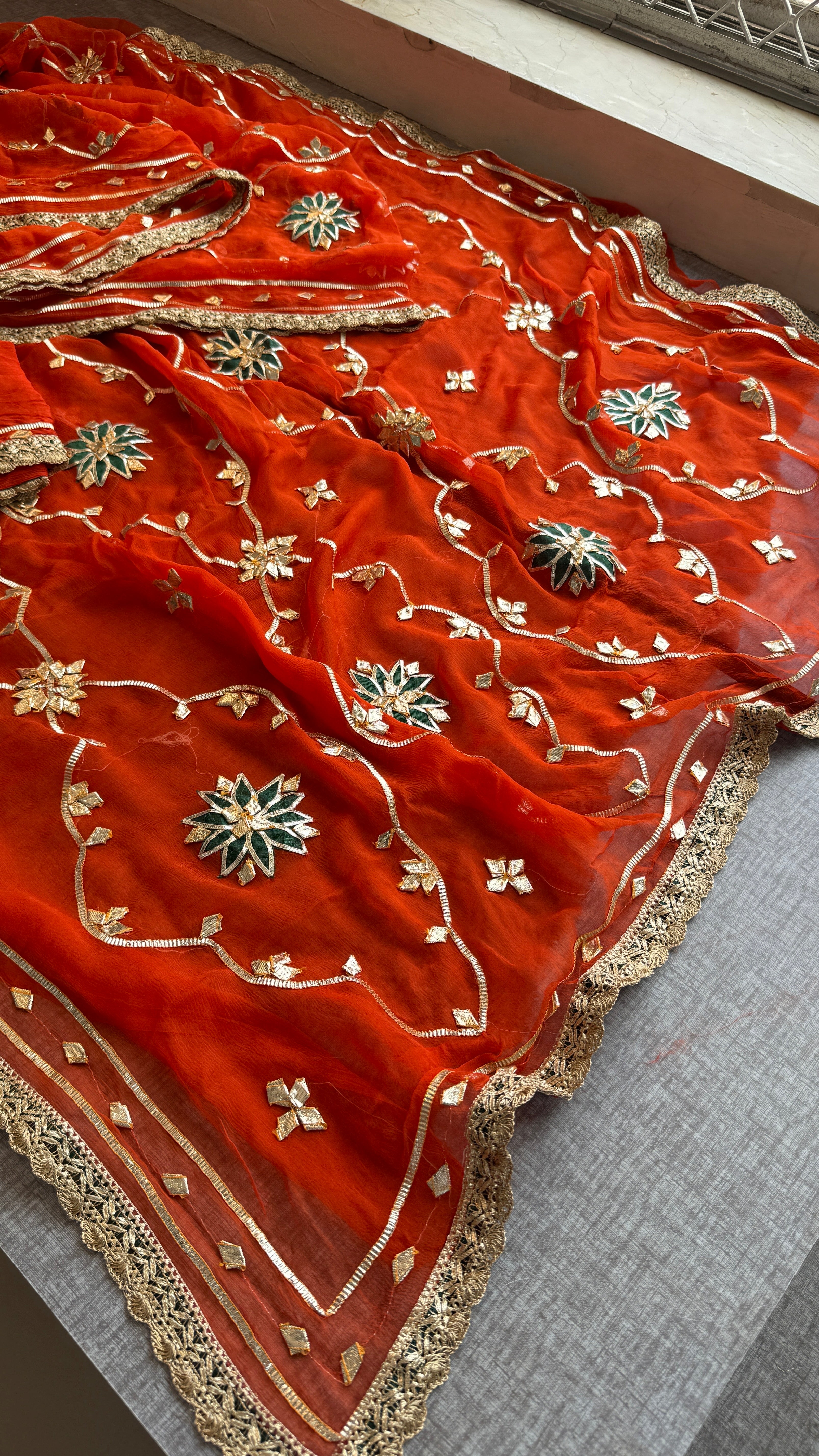 Chiffon Sikhiya gotapatti Saree