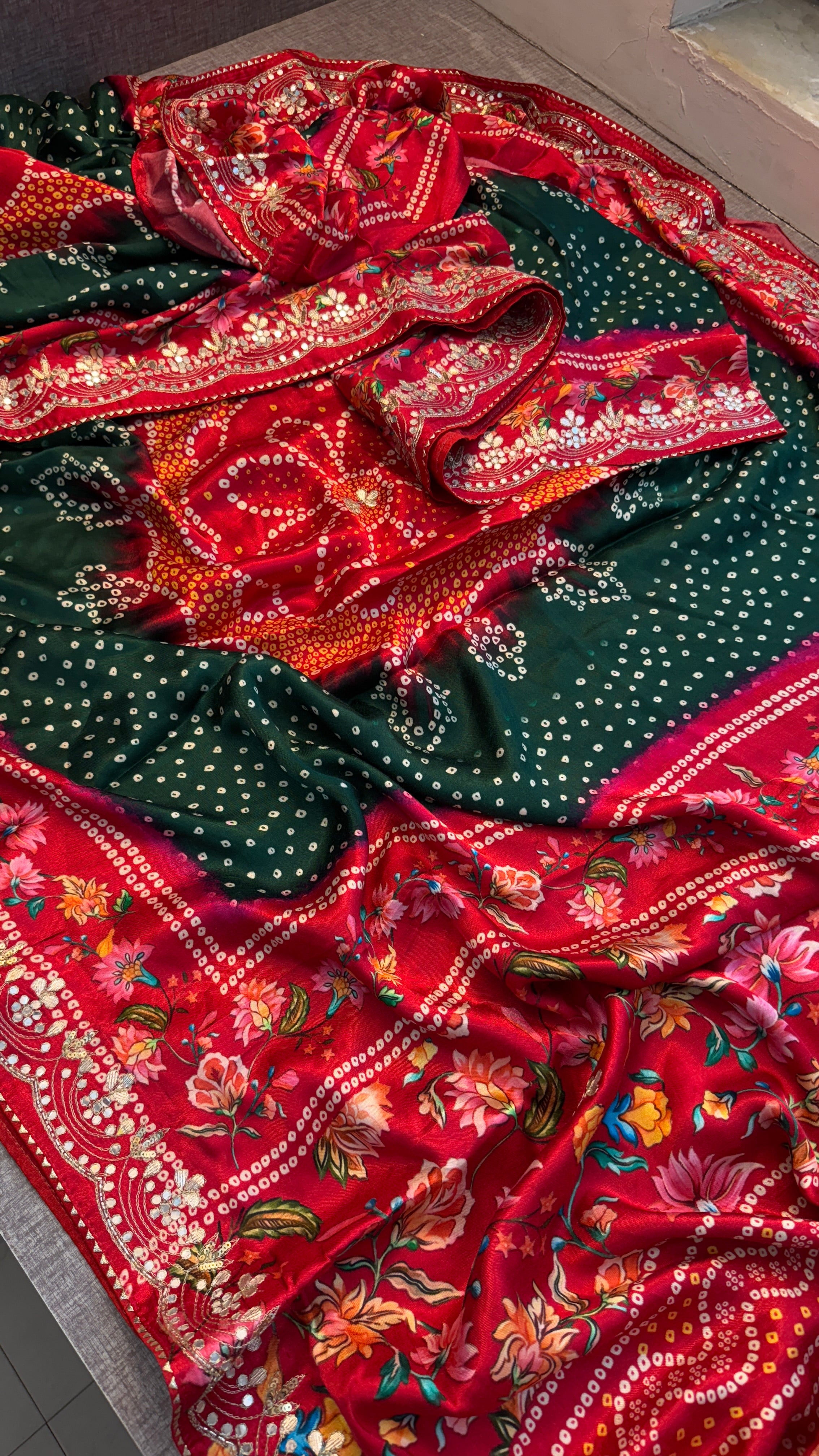 Pure Soft Gajji Silk Lakdi Patta Digital Print Saree