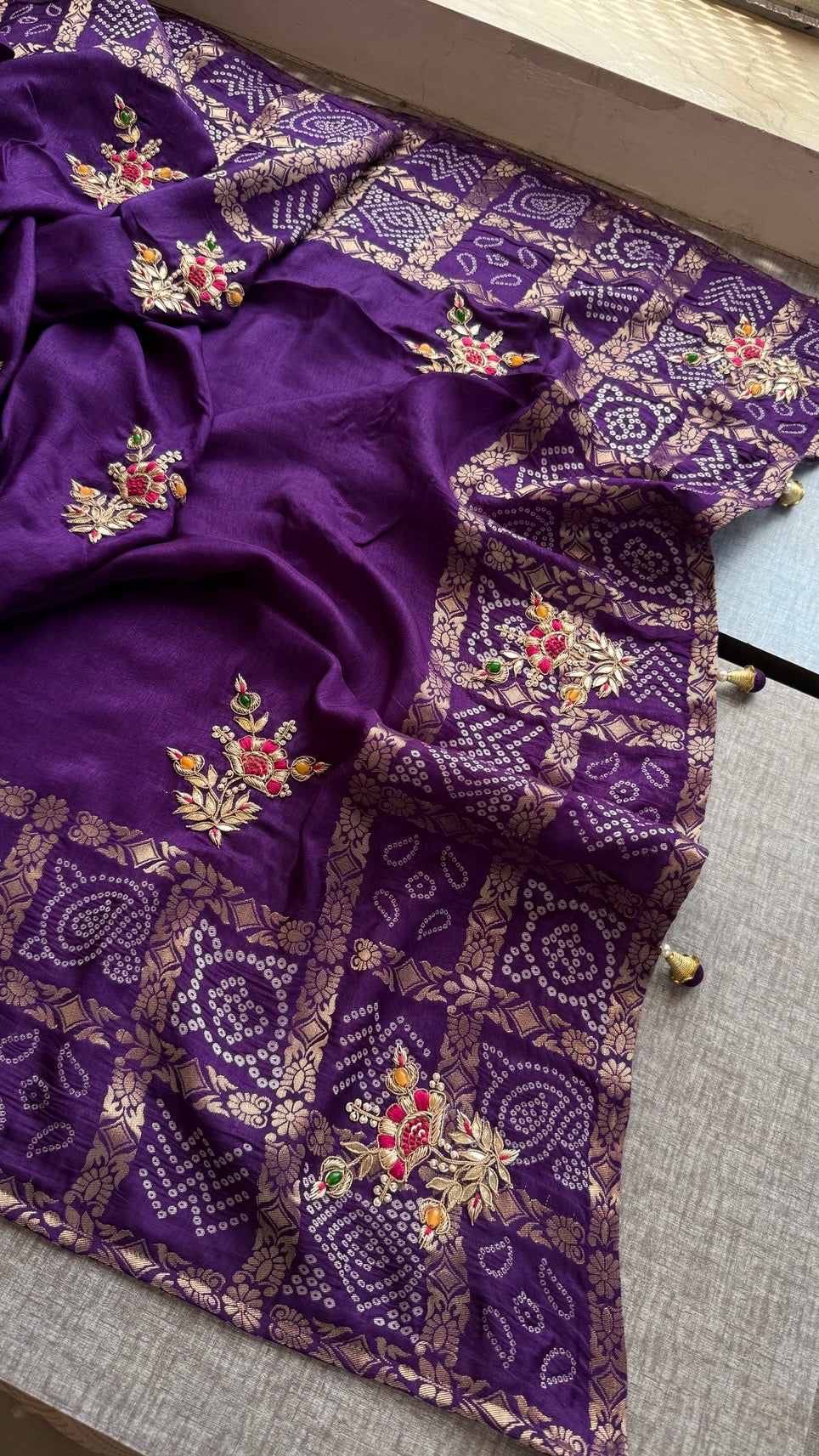 Pure soft munga silk banarasi Saree enhanced with gotapatti
