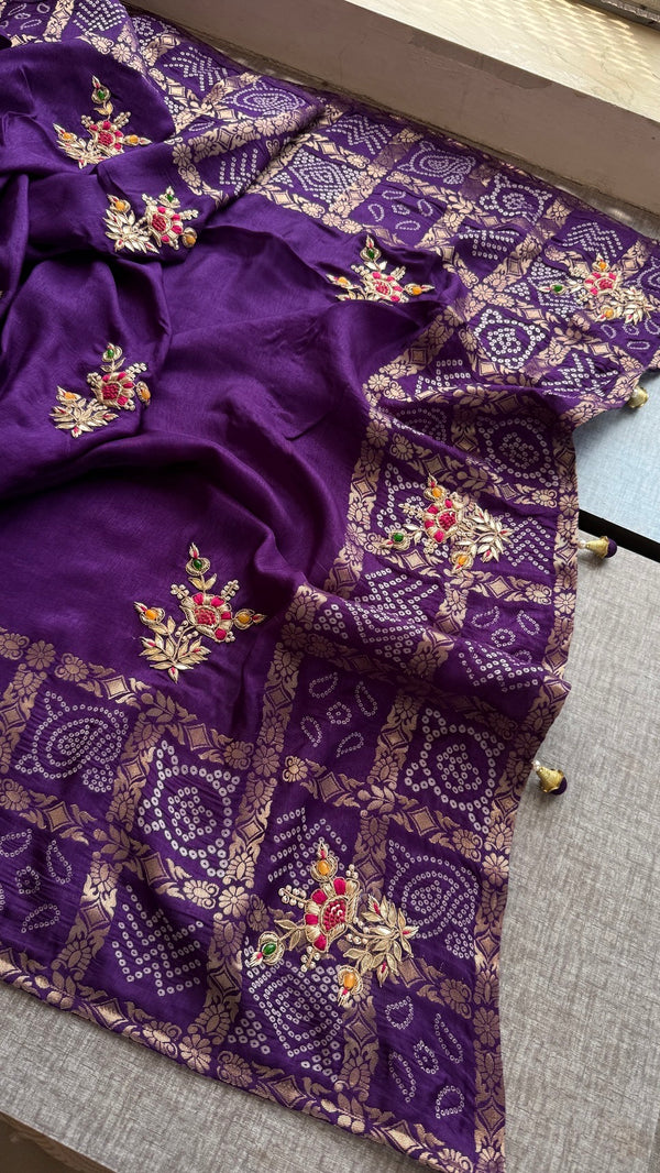 Pure soft munga silk banarasi Saree enhanced with gotapatti