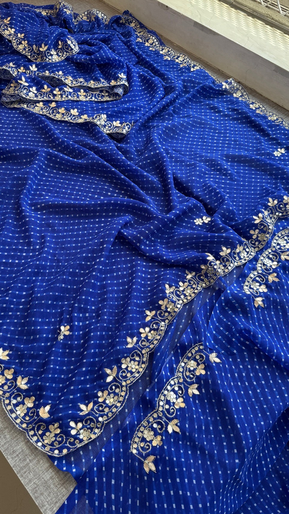Pure Mothra Saree enhanced with gotapatti Saree in scallop border