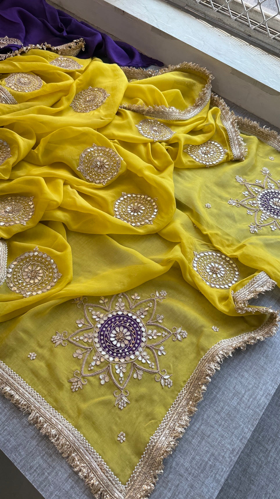 Pure Organza Saree with Heavy Gotapatti Handwork & Kiran Border – Premium Festive Collection