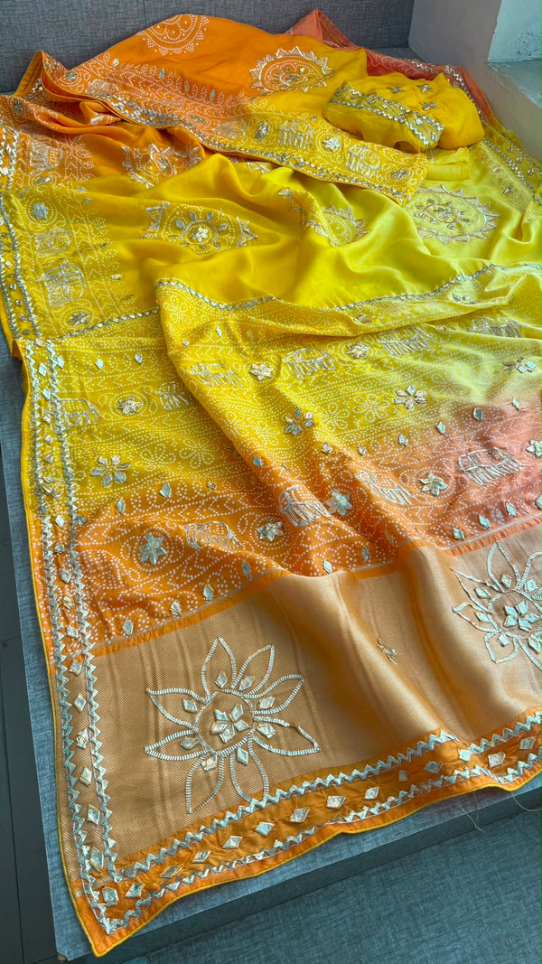 Munga silk Lagdi Patta Saree