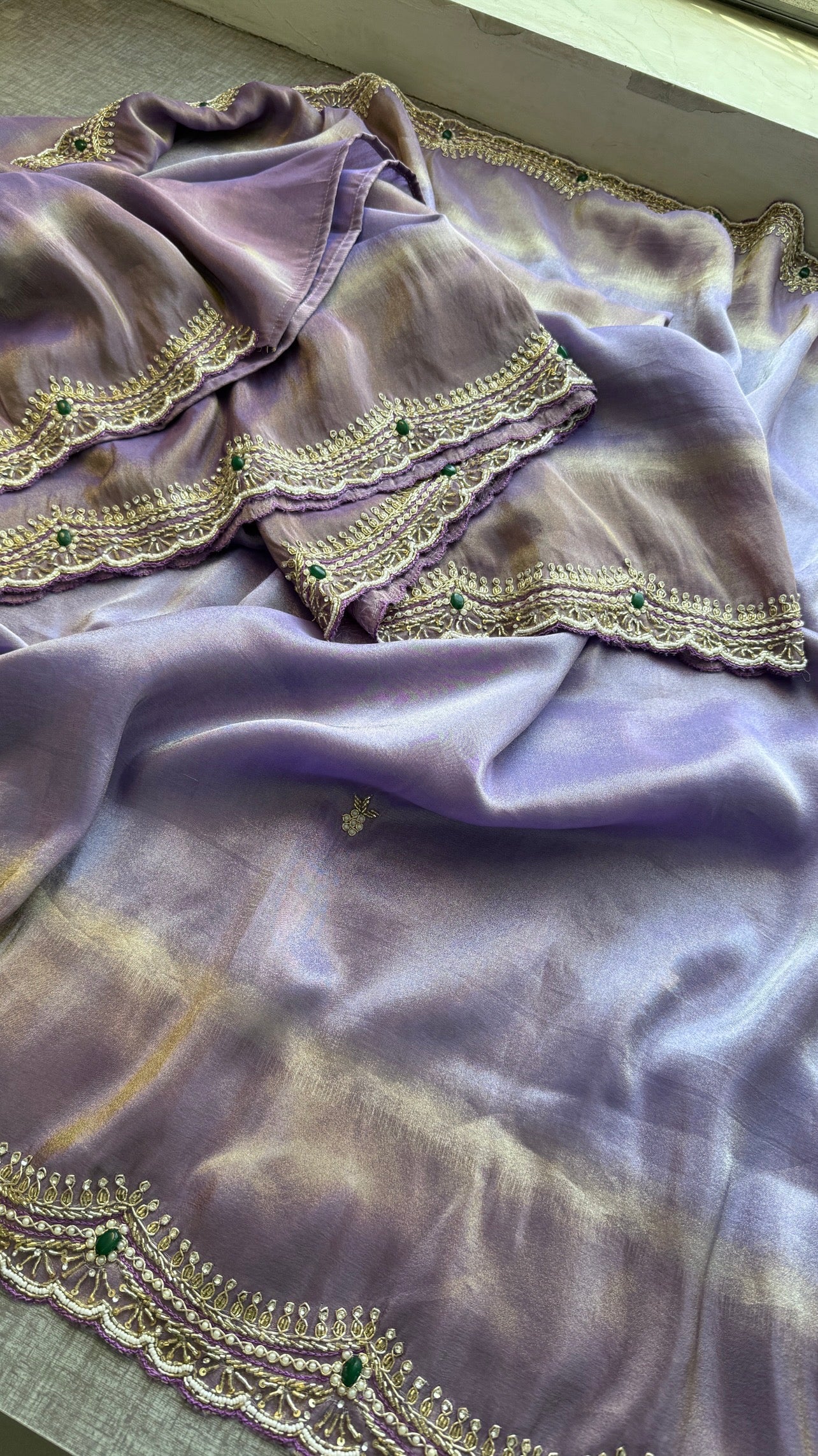 Cosmo Silk Saree with Cutdana, Pearl & Resham Work | Designer Blouse & Stone Embellished Party Wear