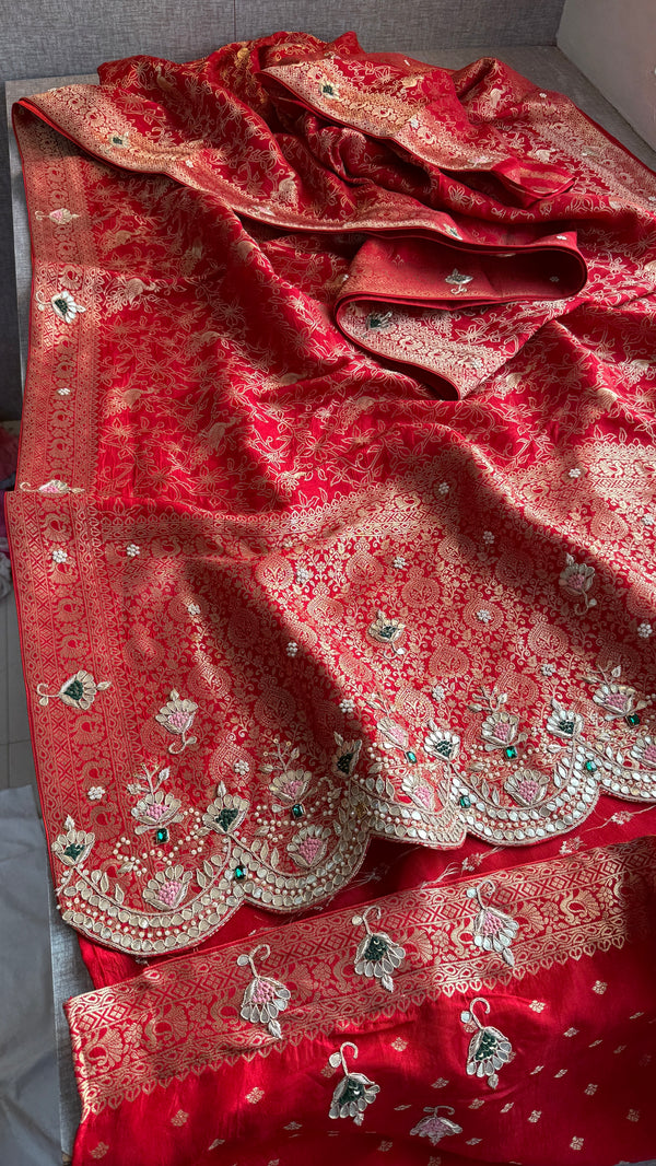 Crimson Dream Banarasi Georgette Stone Work Saree