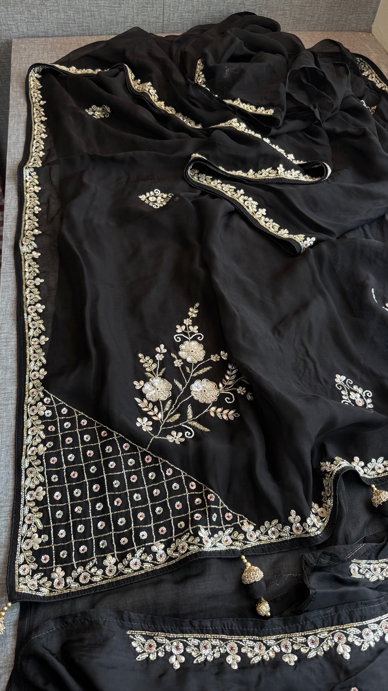 Black organza soft silk Saree