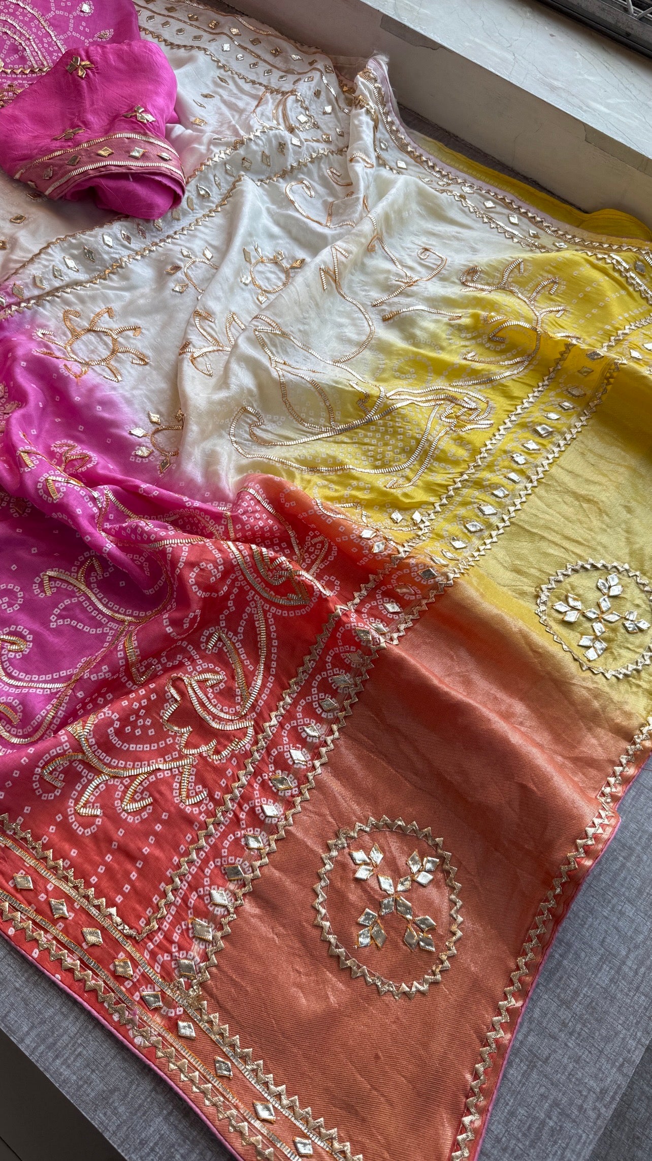 Munga Silk Sikhiya Gotapatti Saree with Peacock Motif & Zari Border | Soft Premium Festive Wear