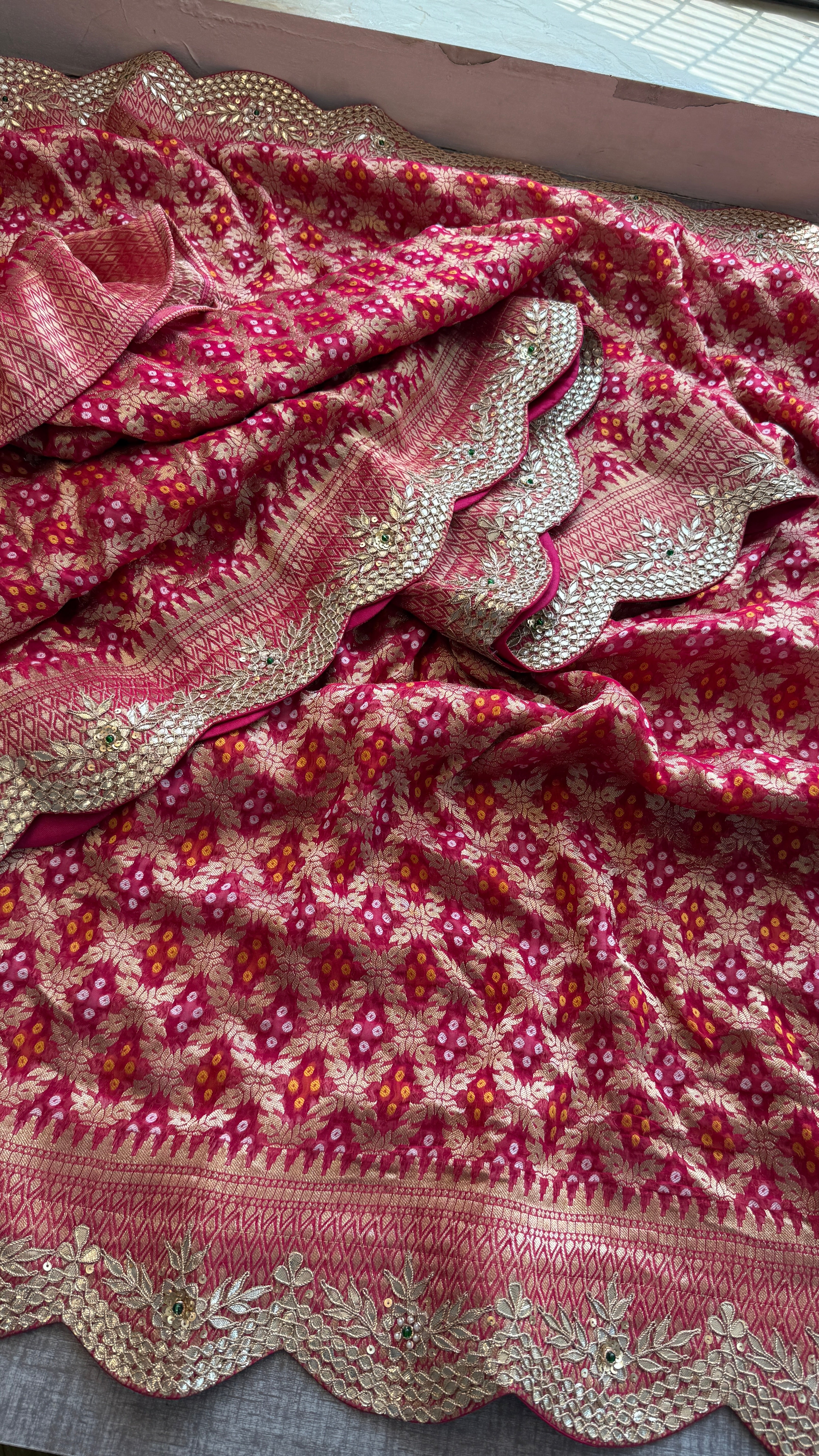 Khaddi Georgette Gharchola Saree Adorned with Gotapatti