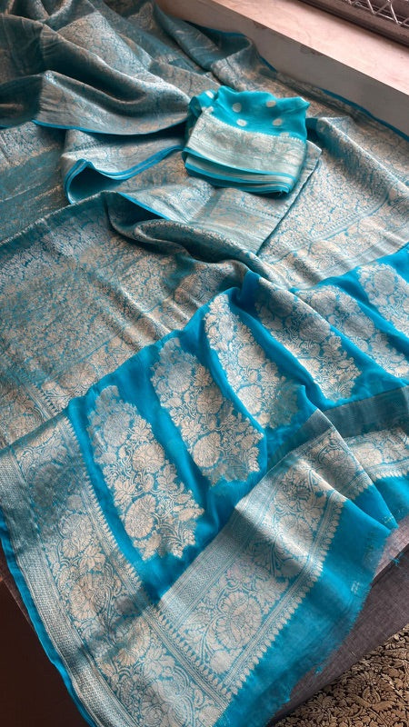 Khaddi Georgette Banarasi Saree with Zari Weaving | Soft Lightweight & Easy Drape | Elegant Saree