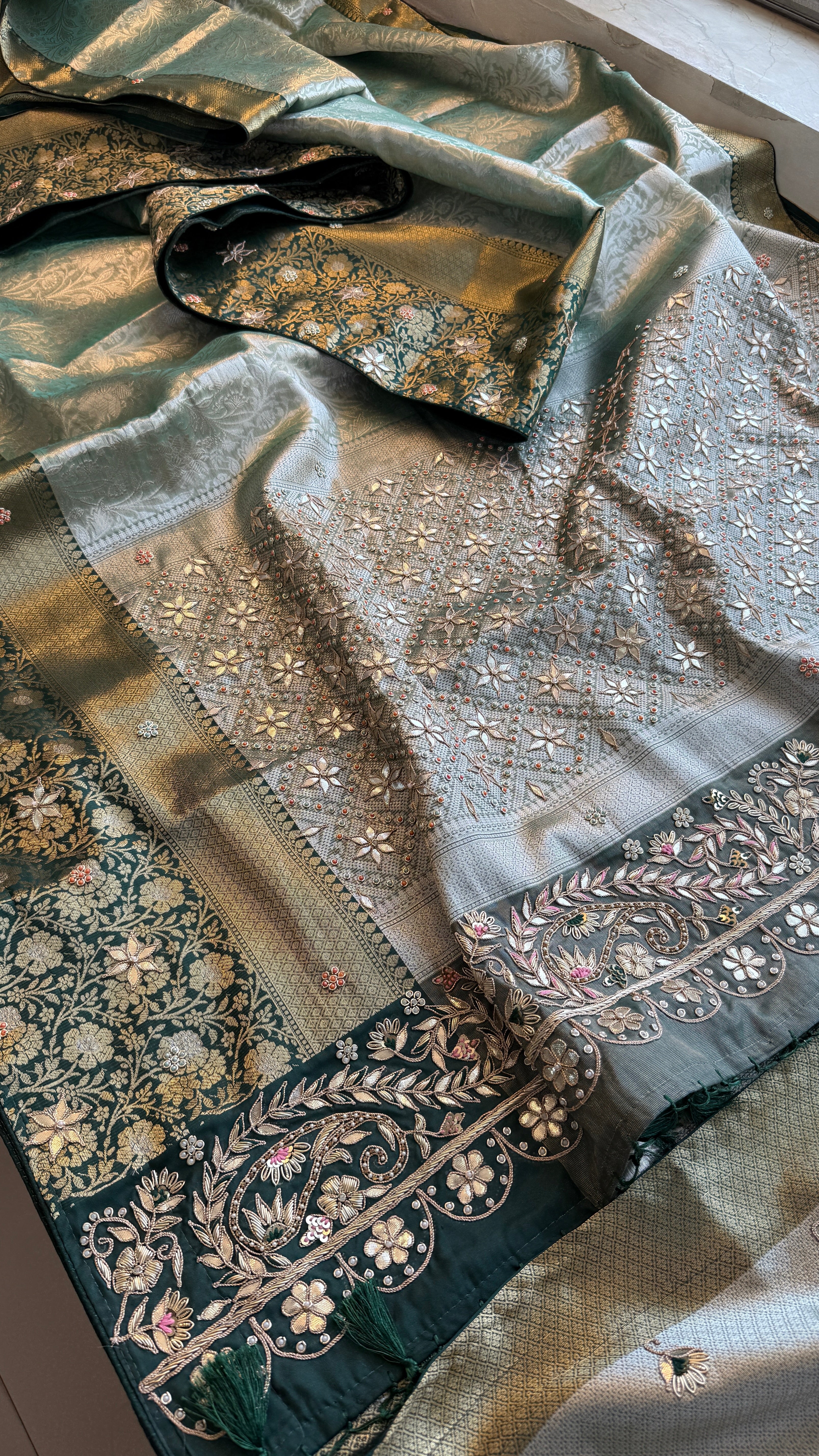 Pure Kanjivaram Meena Silk Bansrasi Saree
