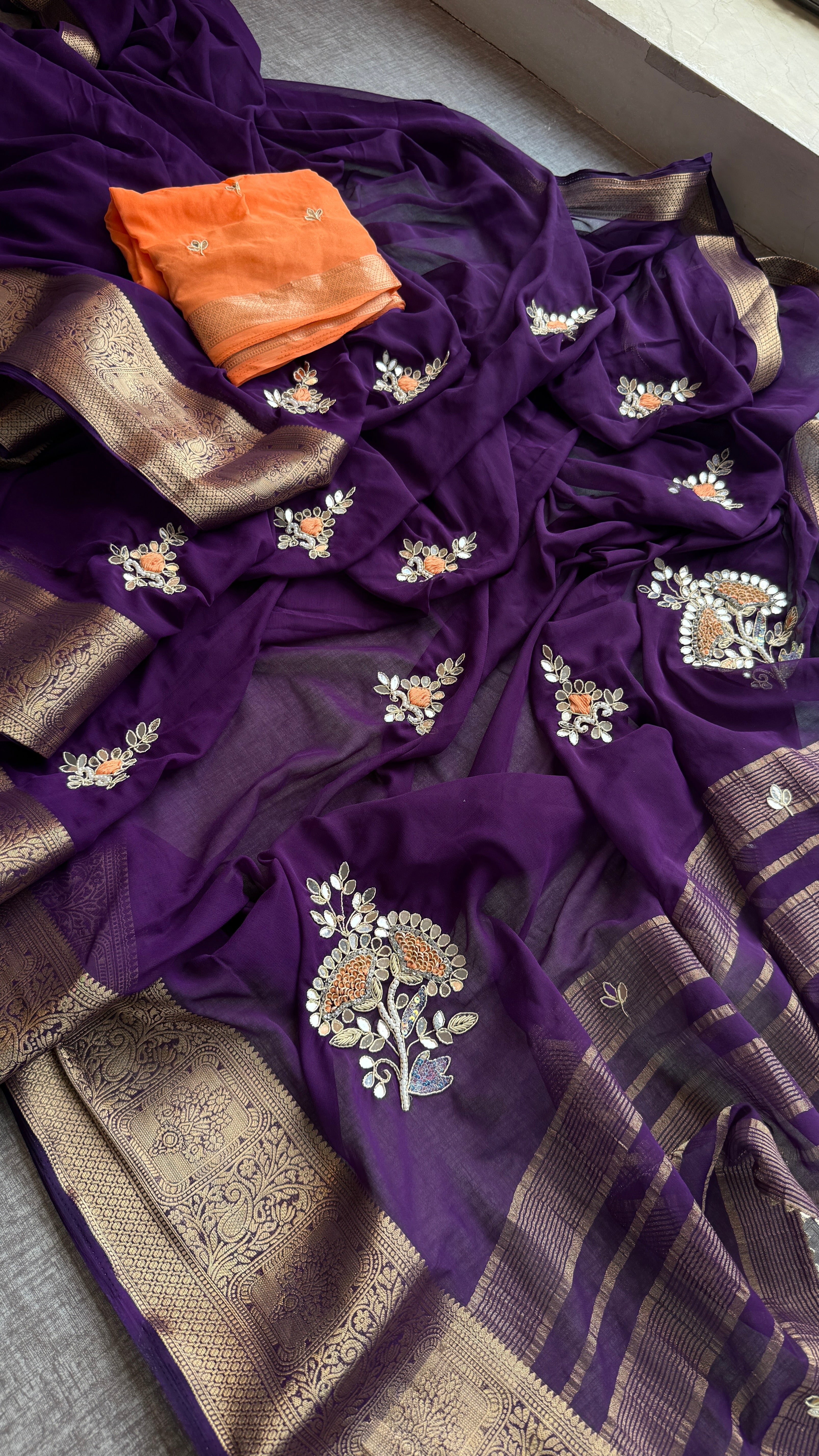 Pure Munga Silk handwork saree