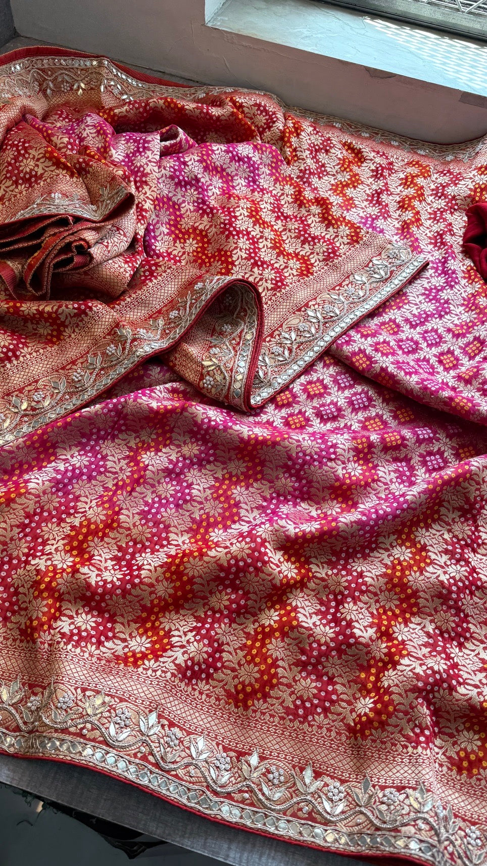 Luxury Khaddi Georgette Saree with Gotapatti & Banarasi Zari Elegance