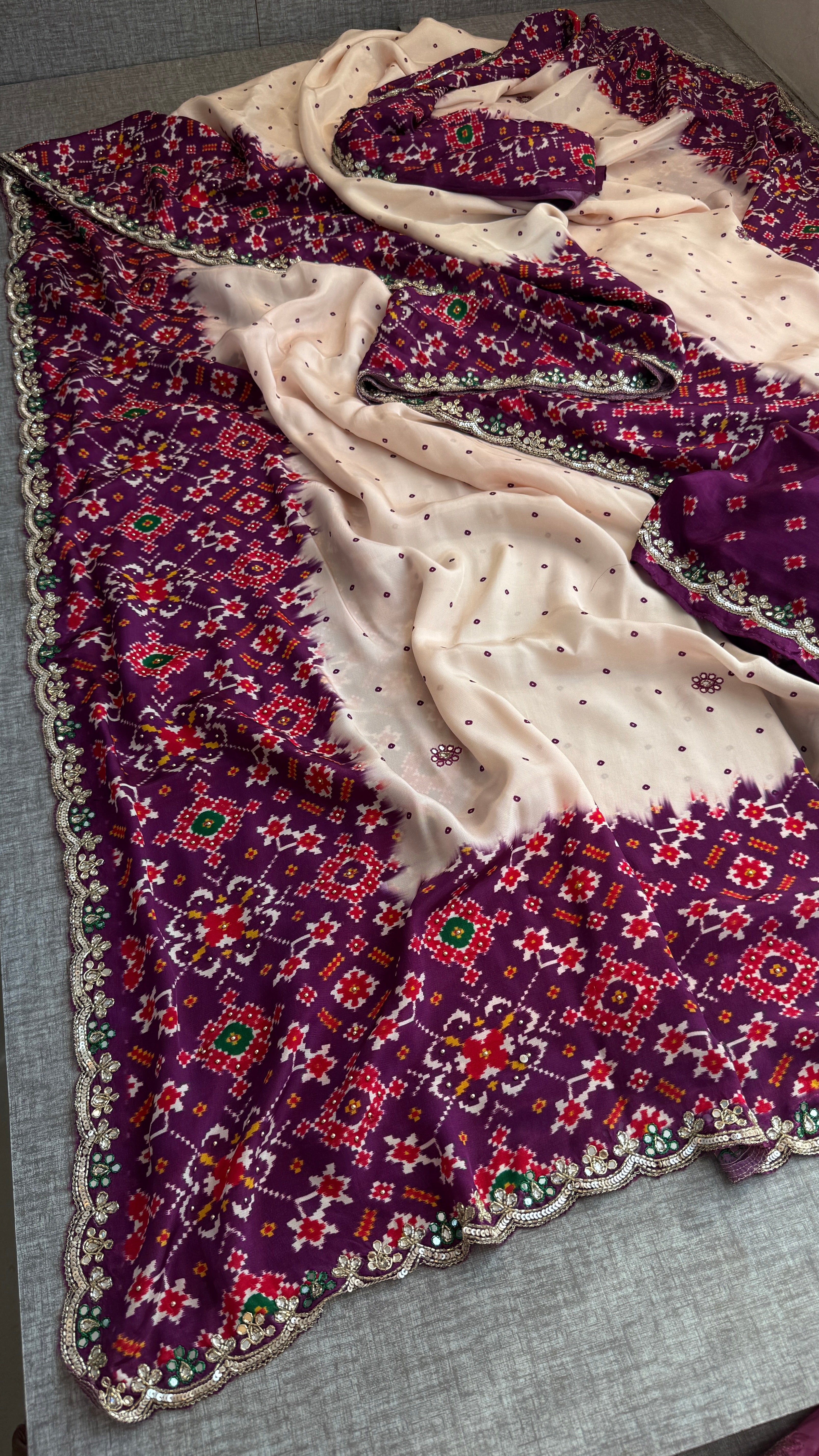 Soft Munga Silk with Pearl And Resham