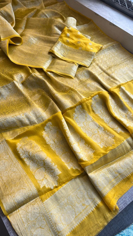 Khaddi Georgette Banarasi Saree with Zari Weaving | Soft Lightweight & Easy Drape | Elegant Saree