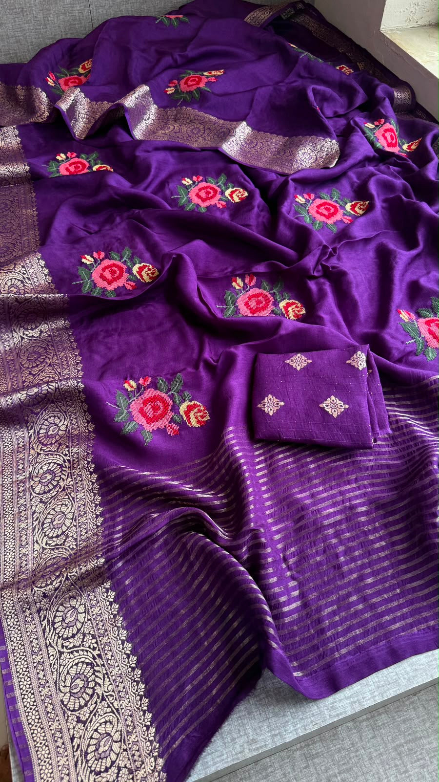 Dola silk embroidery Saree