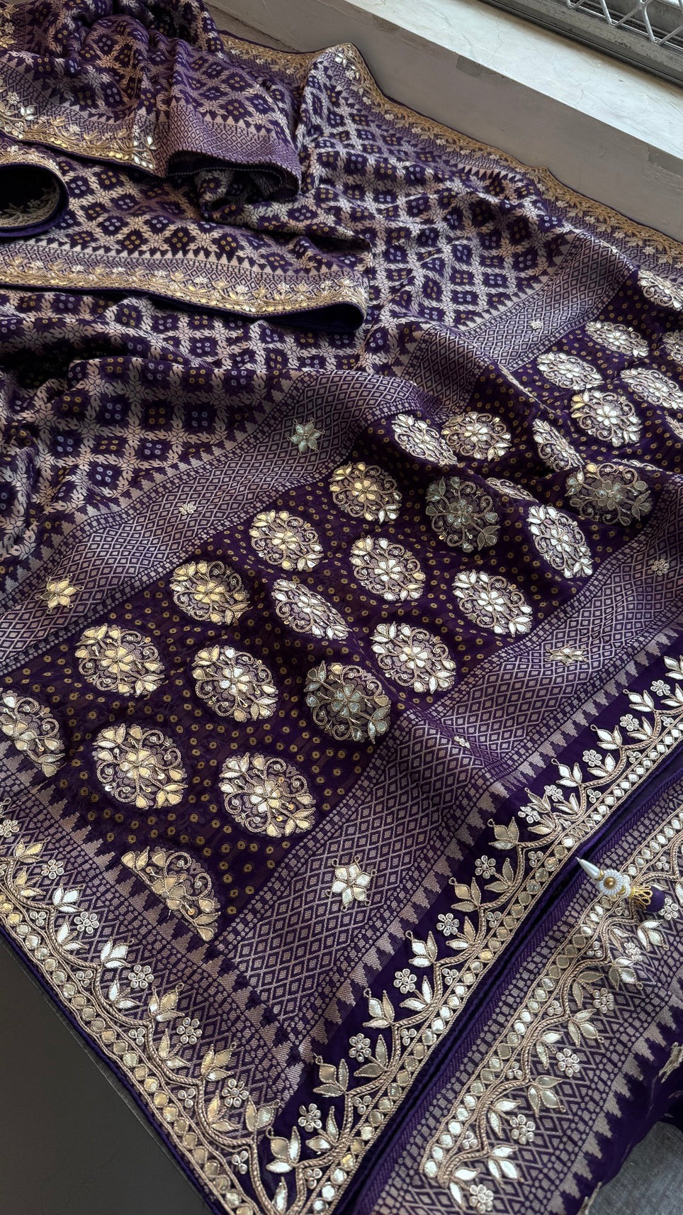 Pure Khaddi Georgette Banarasi Saree with Heavy Gotapatti Handwork – Premium Wedding Collection