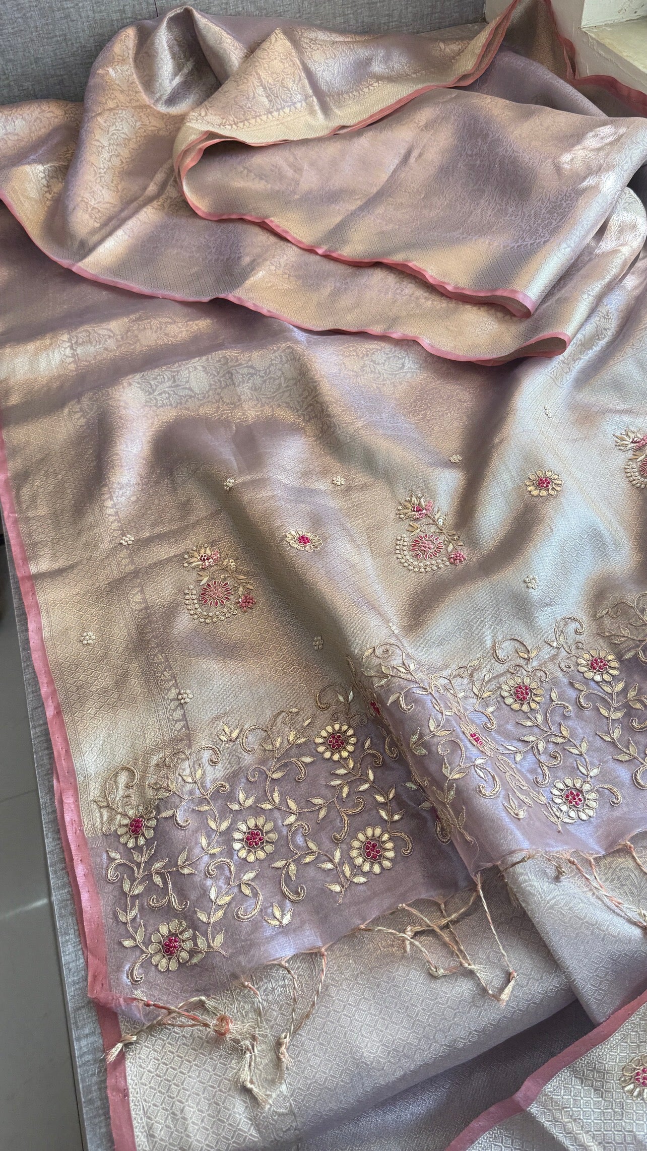 Banarasi Tissue Saree With Heavy work over Pallu