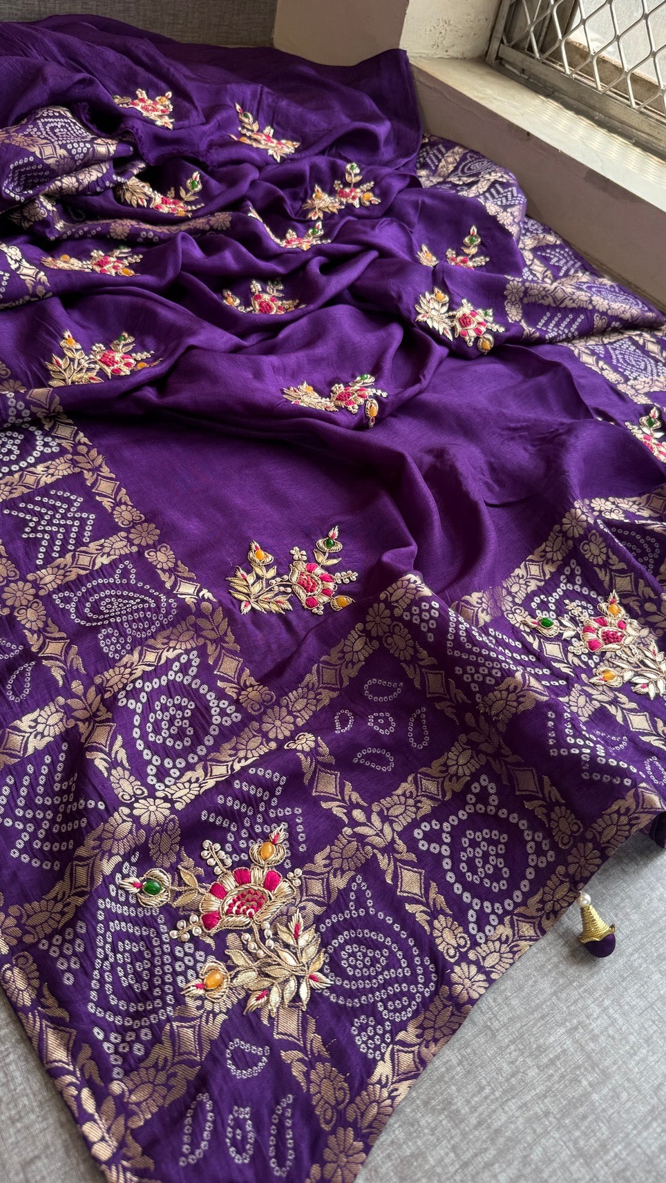 Pure soft munga silk banarasi Saree enhanced with gotapatti
