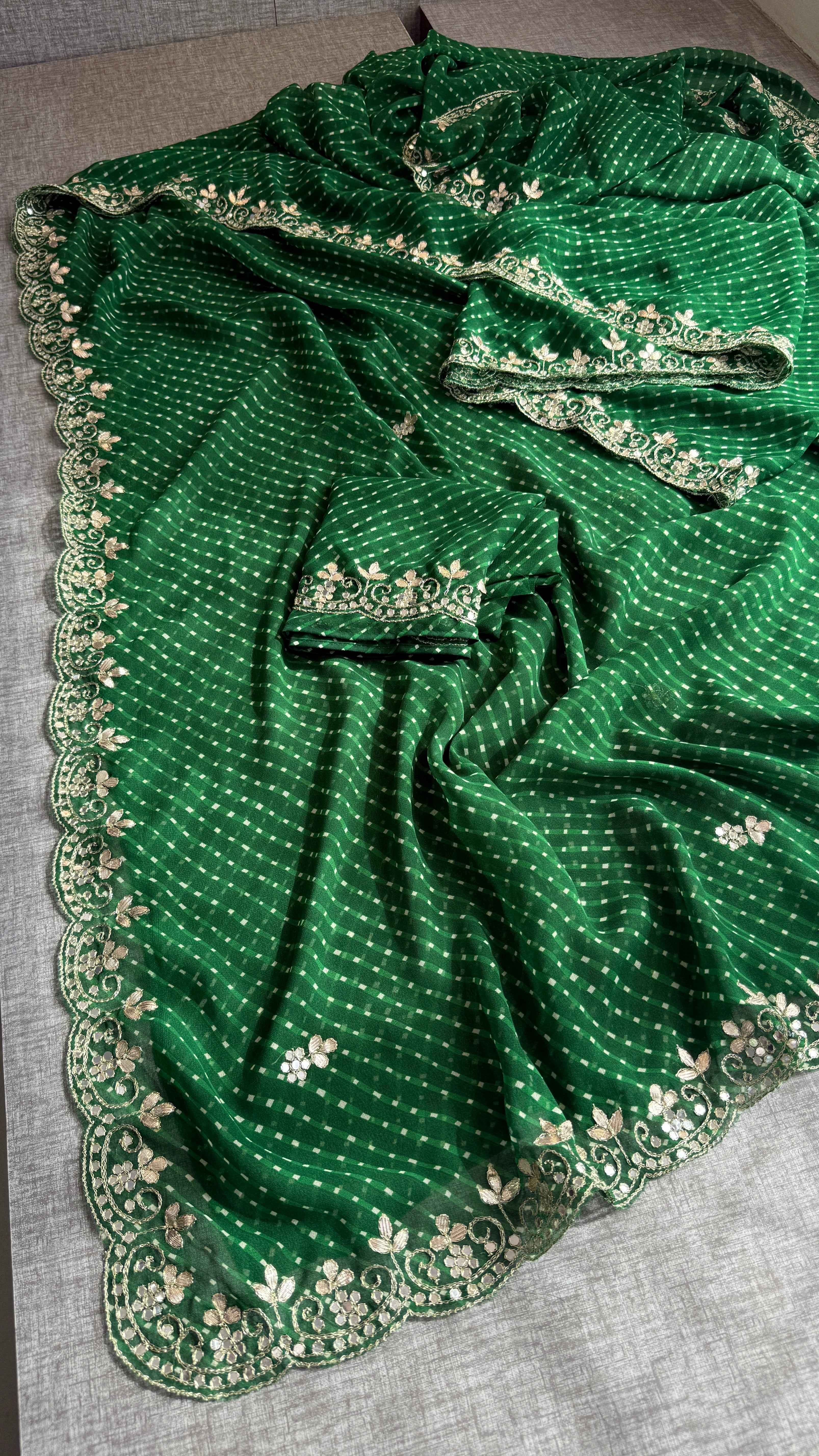 Pure Mothra Saree enhanced with gotapatti Saree in scallop border