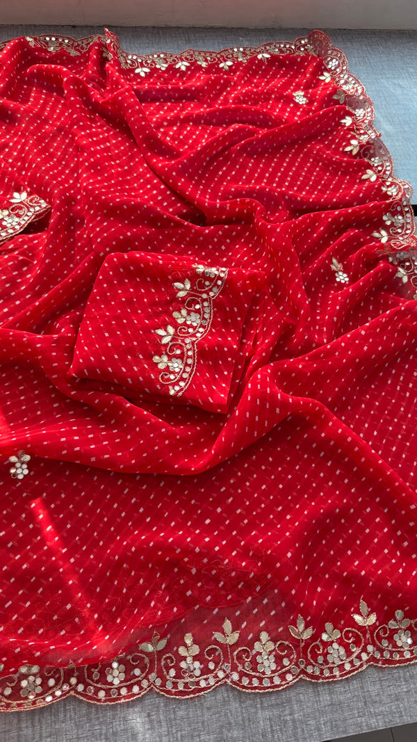 Red Mothra Silk Saree