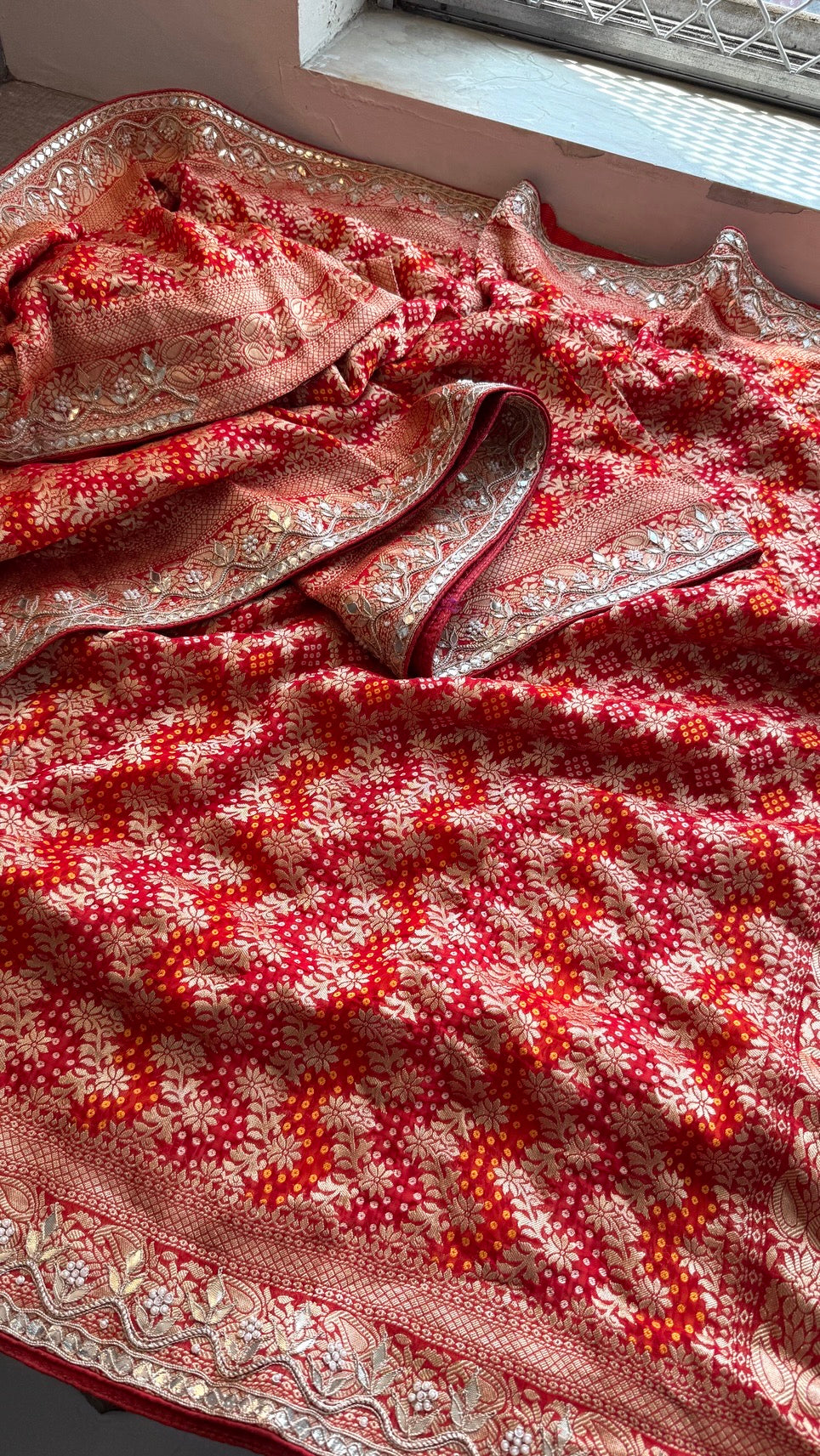 Luxury Khaddi Georgette Saree with Gotapatti & Banarasi Zari Elegance